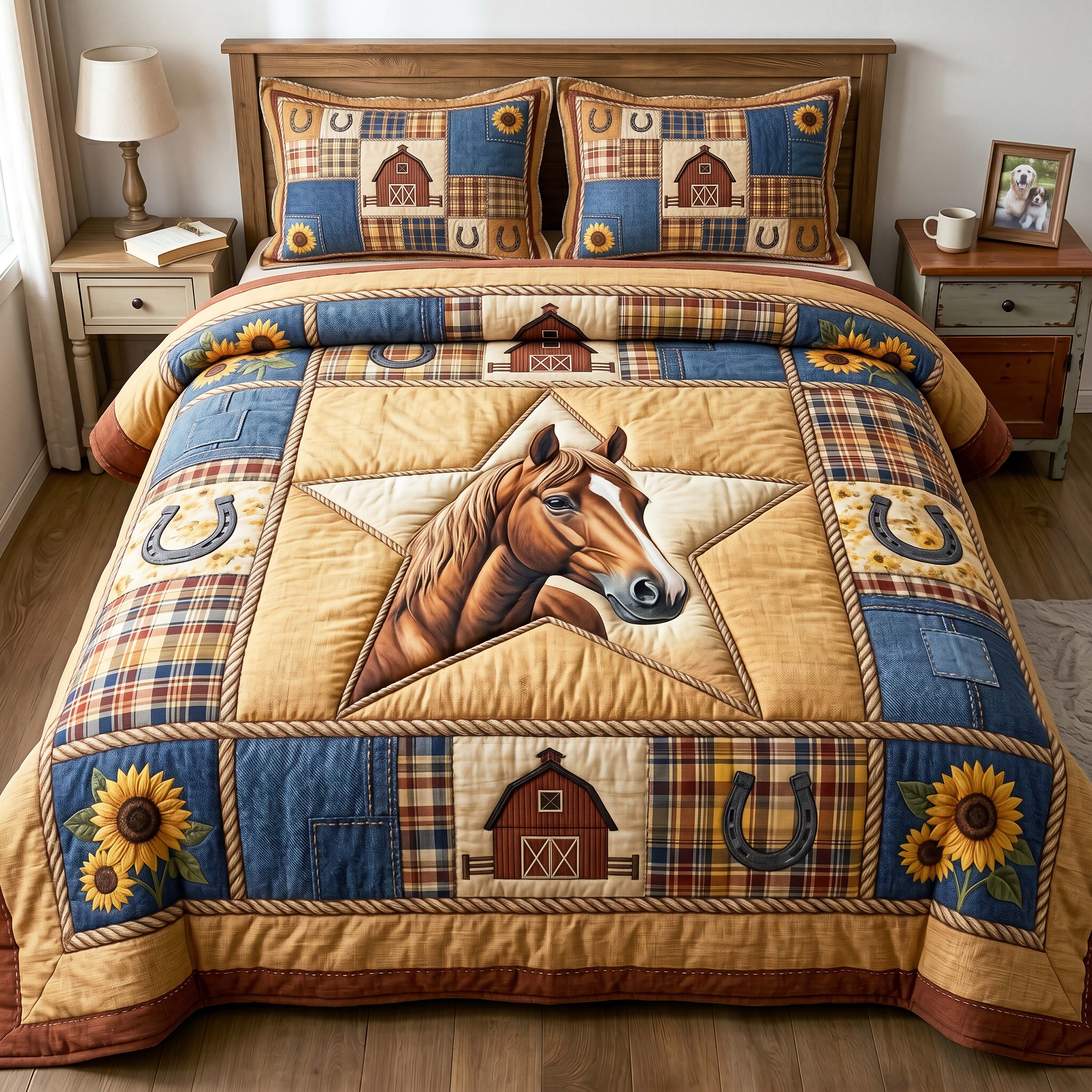 Sunflower Barn 3-Piece Quilted Bedding Set GFTOQM4937