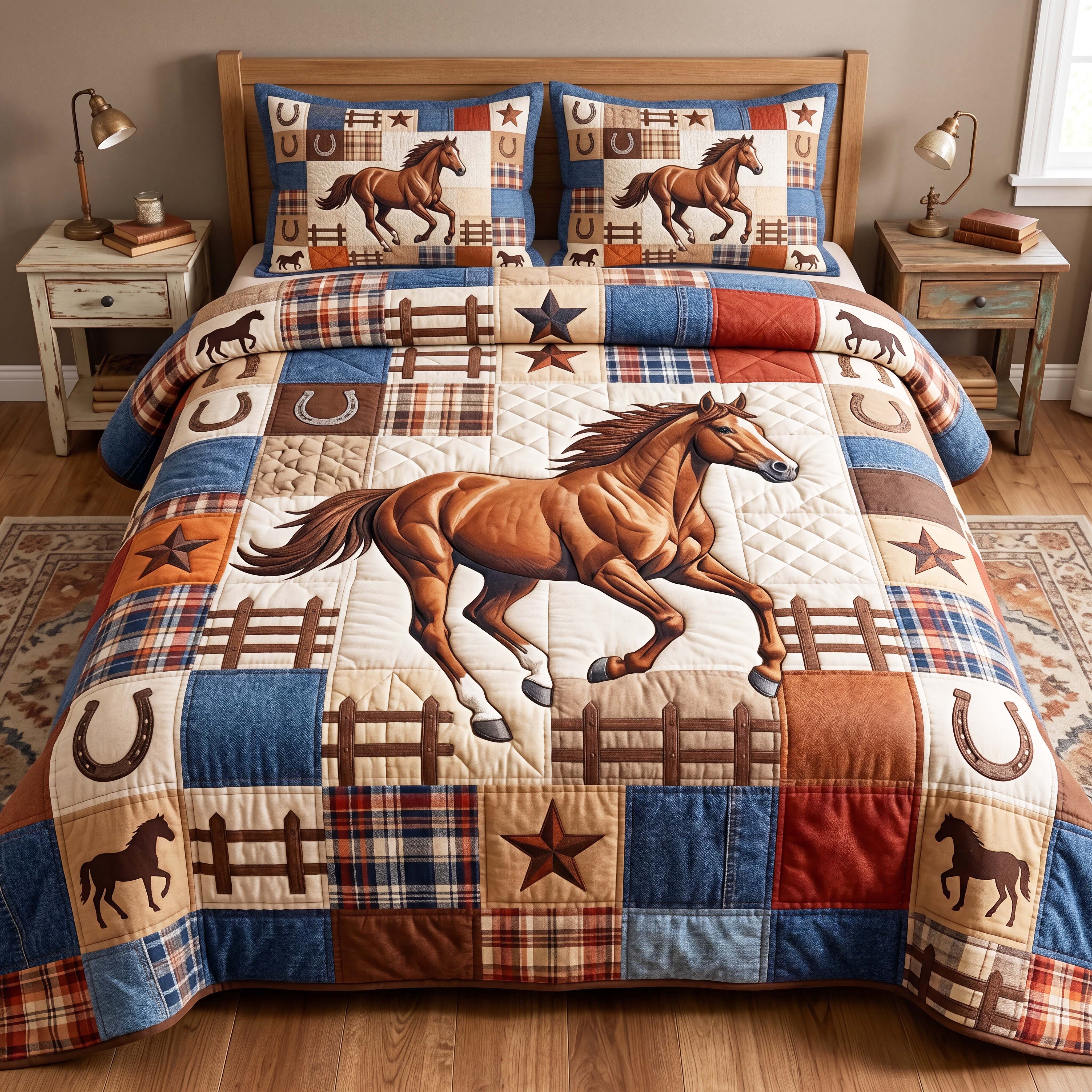 Gallop Patchwork 3-Piece Quilted Bedding Set GFTOQM4941