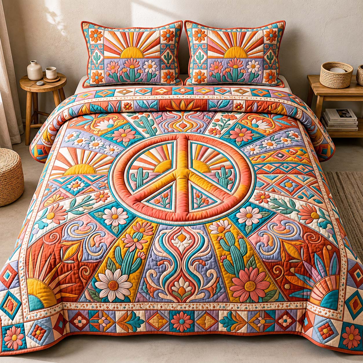 Desert Harmony 3-Piece Quilted Bedding Set GFTOQM4990