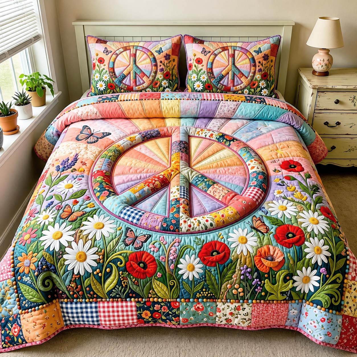 Garden Peace 3-Piece Quilted Bedding Set GFTOQM4994