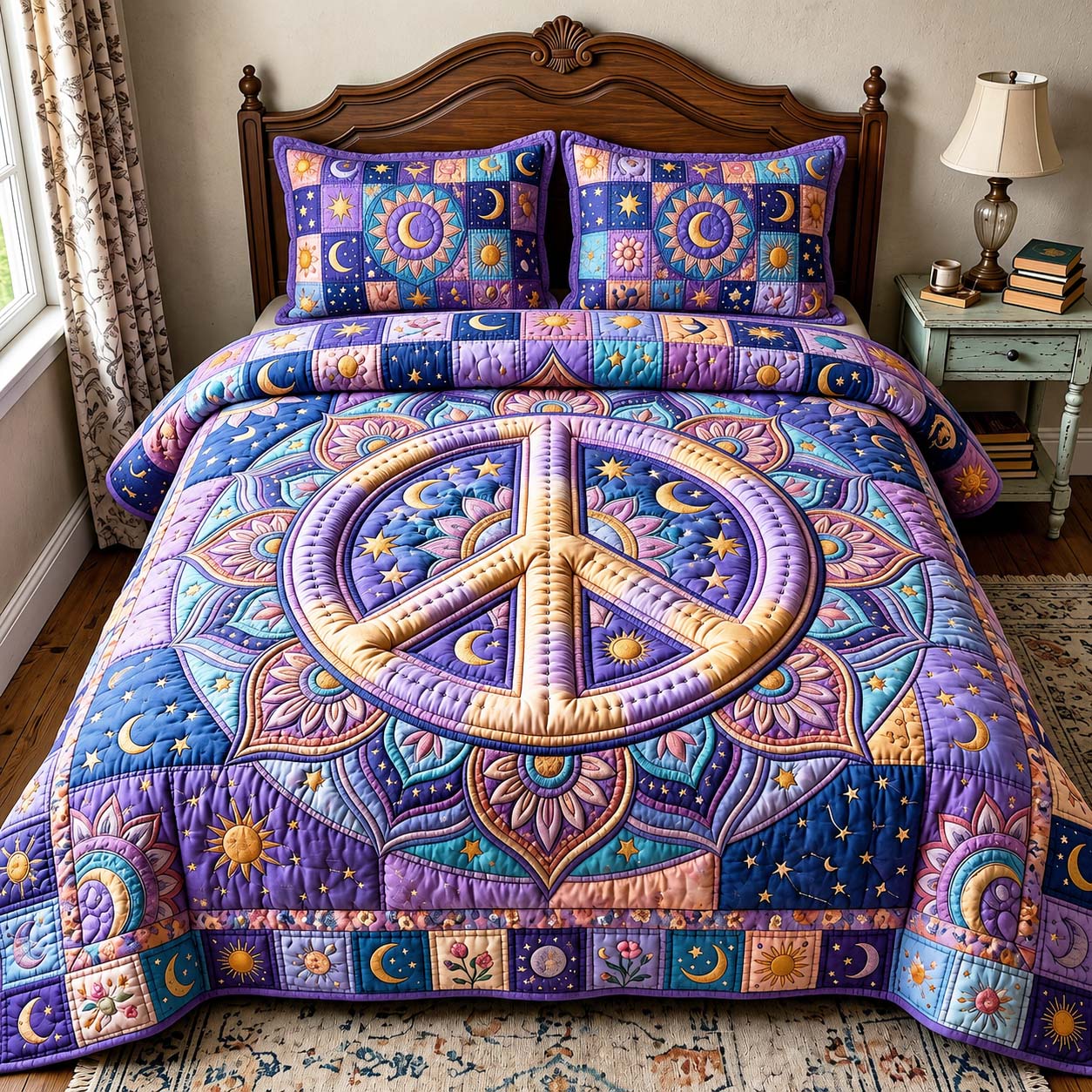 Moonlight Peace 3-Piece Quilted Bedding Set GFTOQM4995