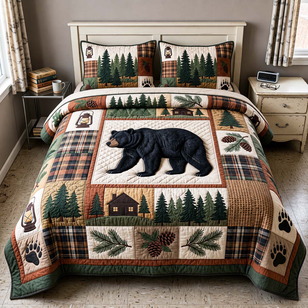 Pine Lodge 3-Piece Quilted Bedding Set GFTOQM4998