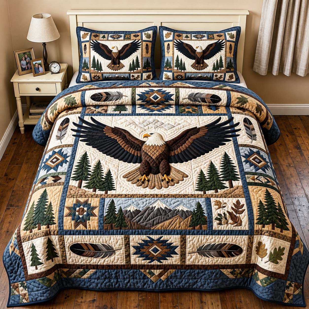 Freedom Eagle 3-Piece Quilted Bedding Set GFTOQM5000