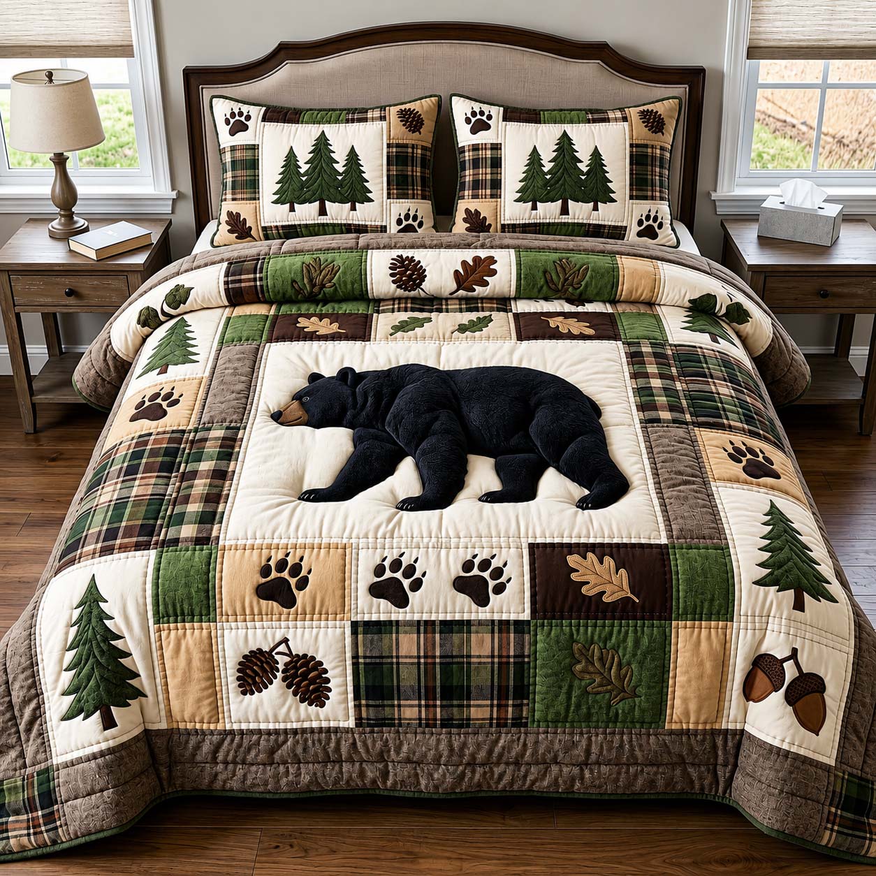Sleeping Bear 3-Piece Quilted Bedding Set GFTOQM5004