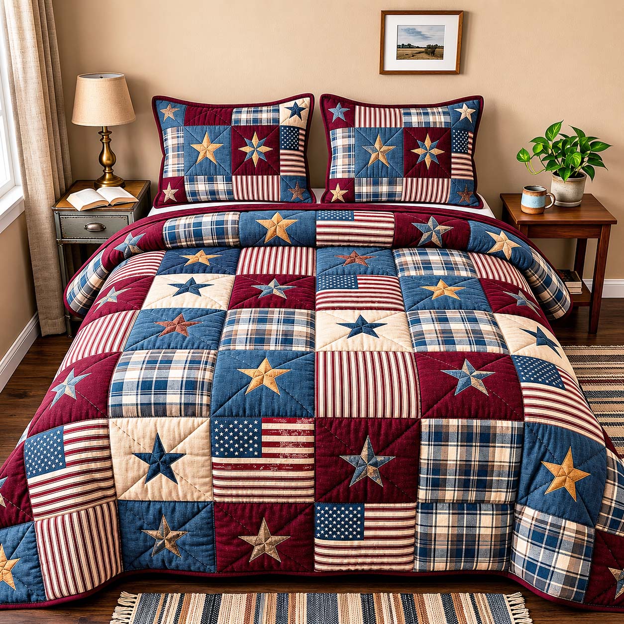 American Flag 3-Piece Quilted Bedding Set GFTOQM5026