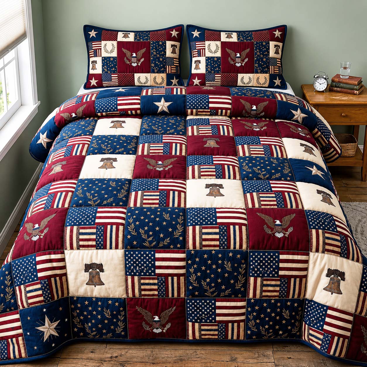 American Flag 3-Piece Quilted Bedding Set GFTOQM5027