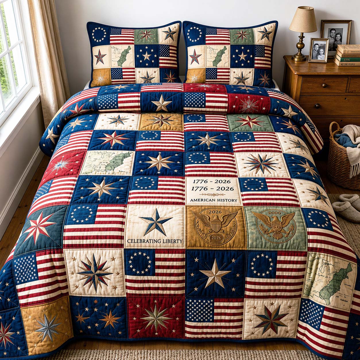 American Flag 3-Piece Quilted Bedding Set GFTOQM5028