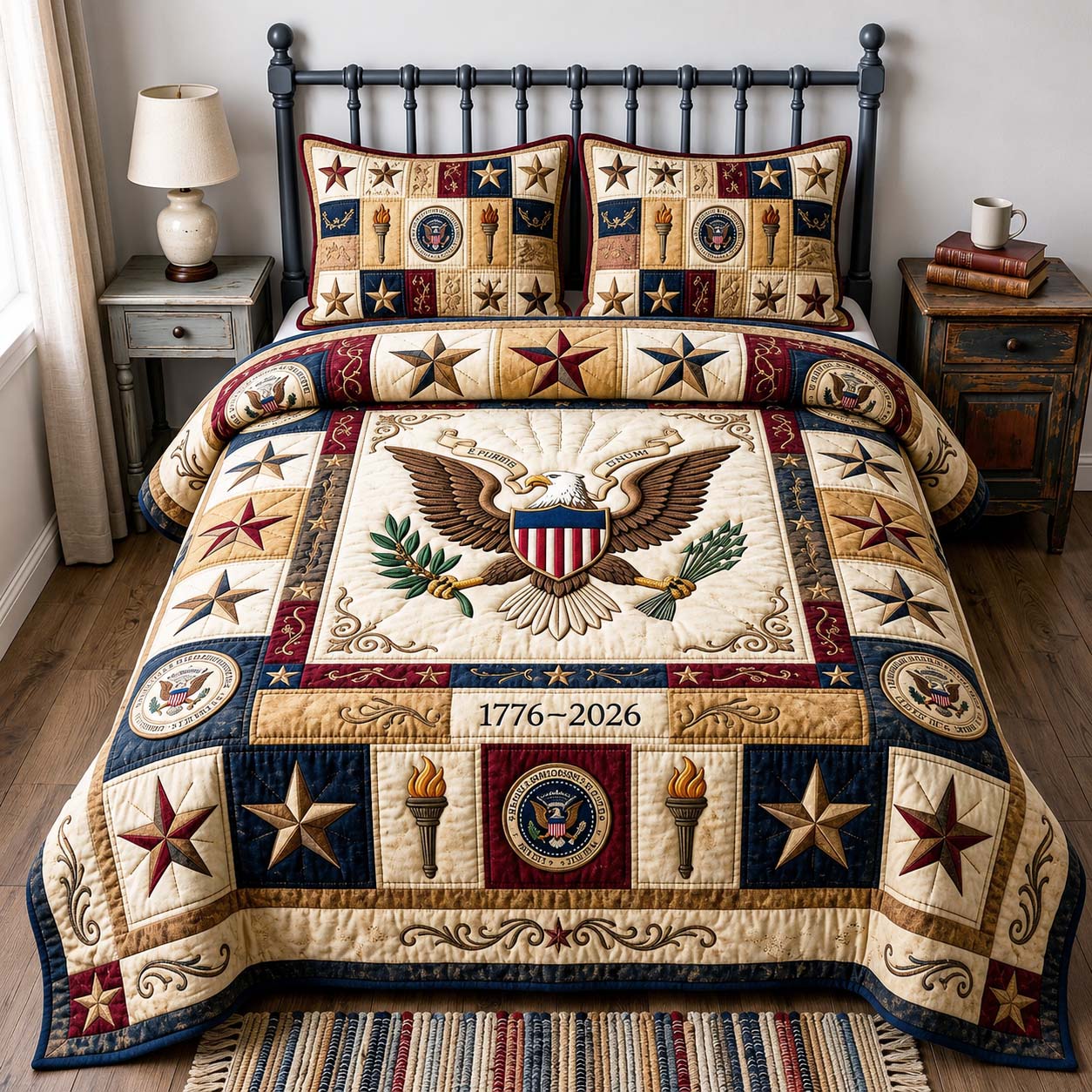 American Flag 3-Piece Quilted Bedding Set GFTOQM5029