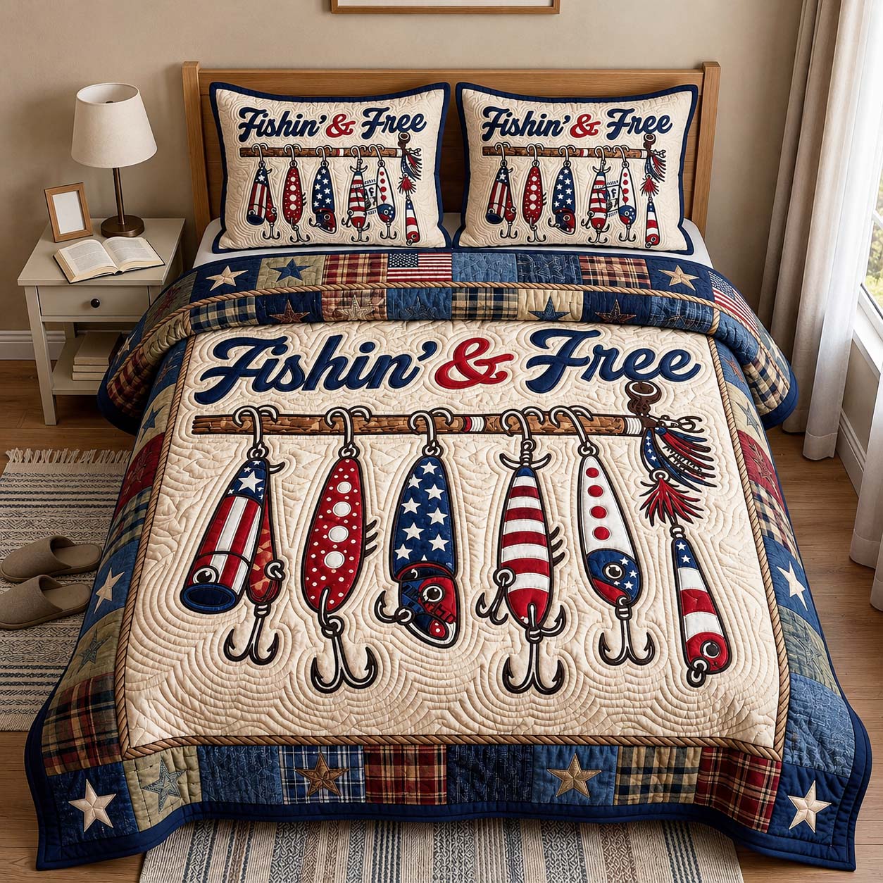 Freedom Lures 3-Piece Quilted Bedding Set GFTOQM5047