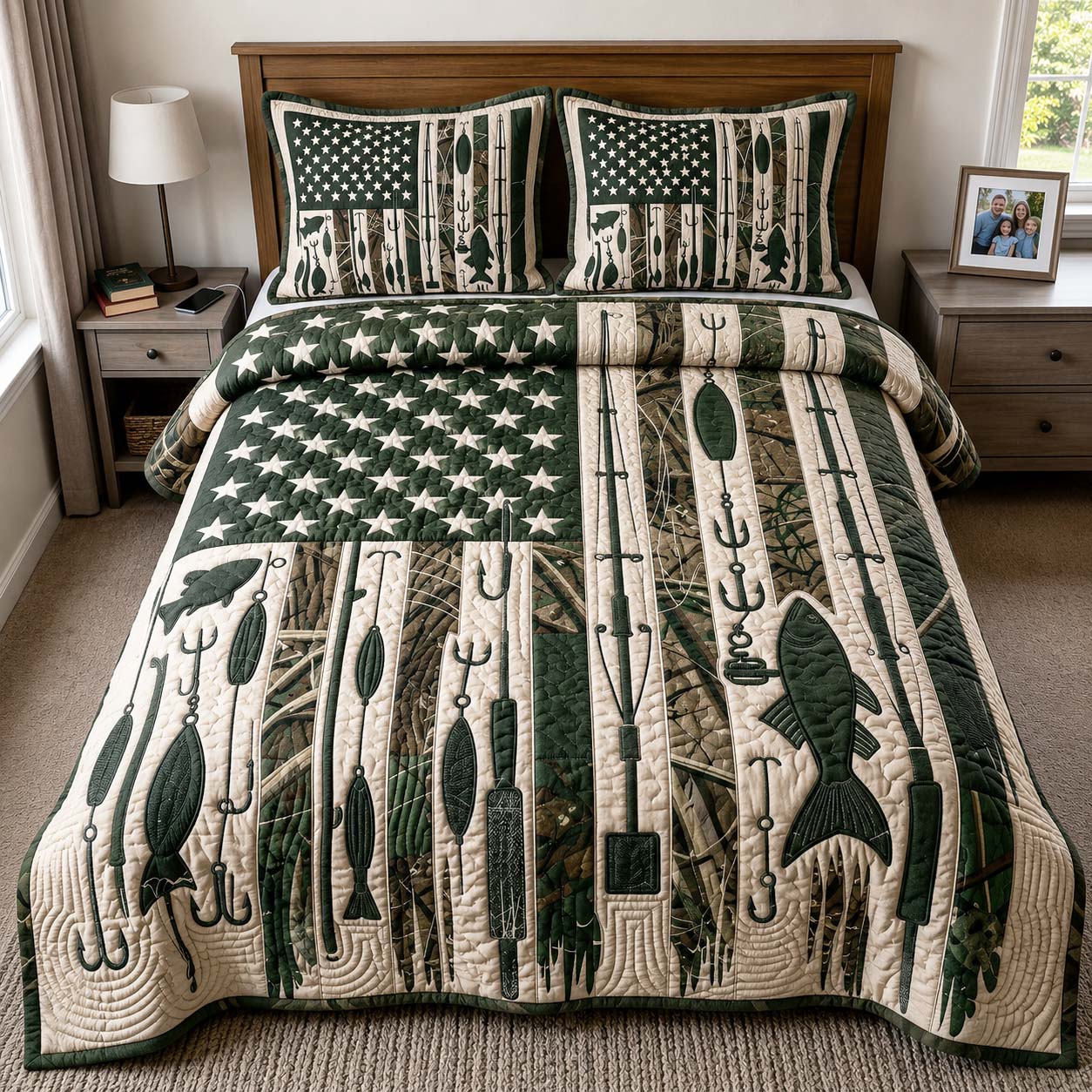 Camo Tackle 3-Piece Quilted Bedding Set GFTOQM5050