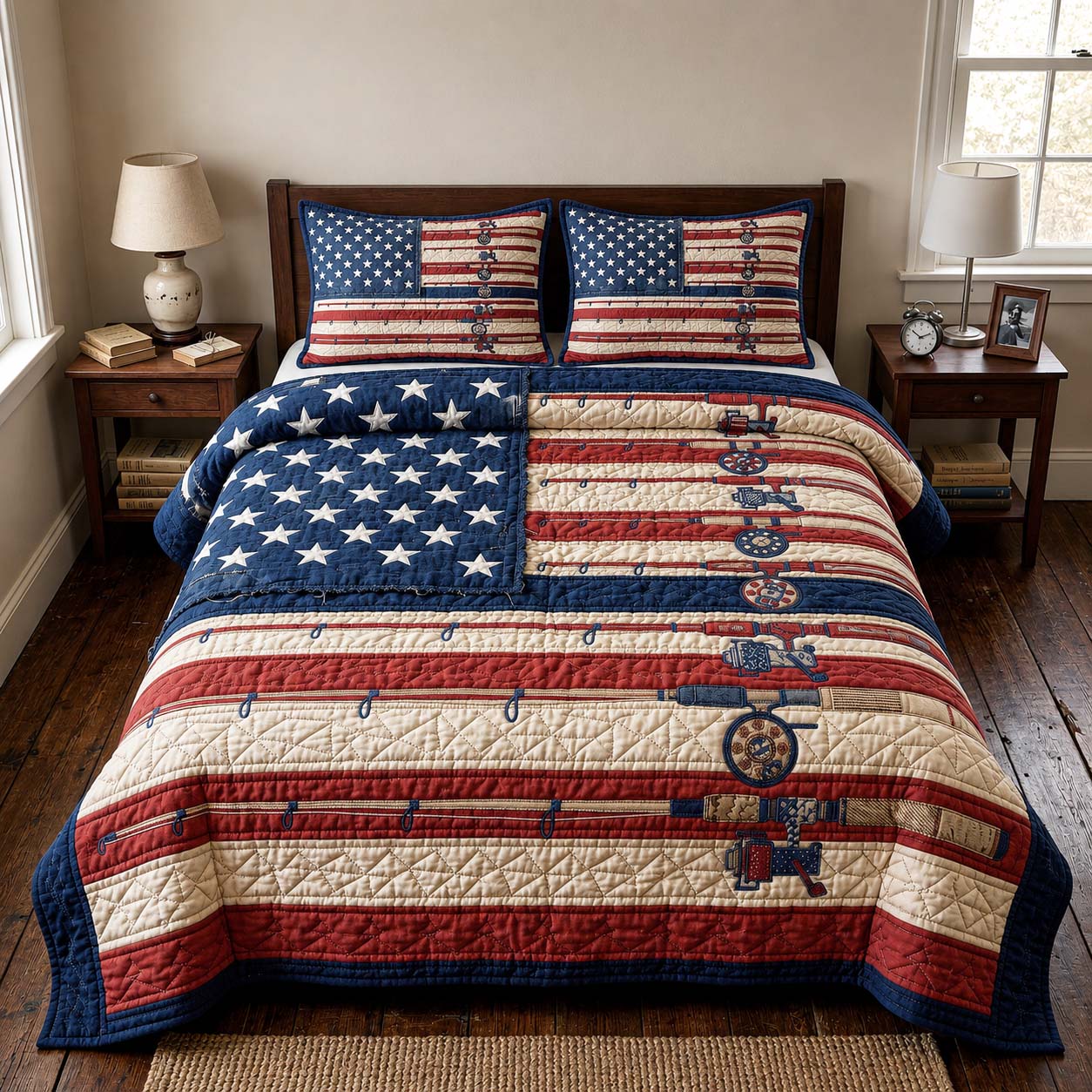 Stars Rods 3-Piece Quilted Bedding Set GFTOQM5052