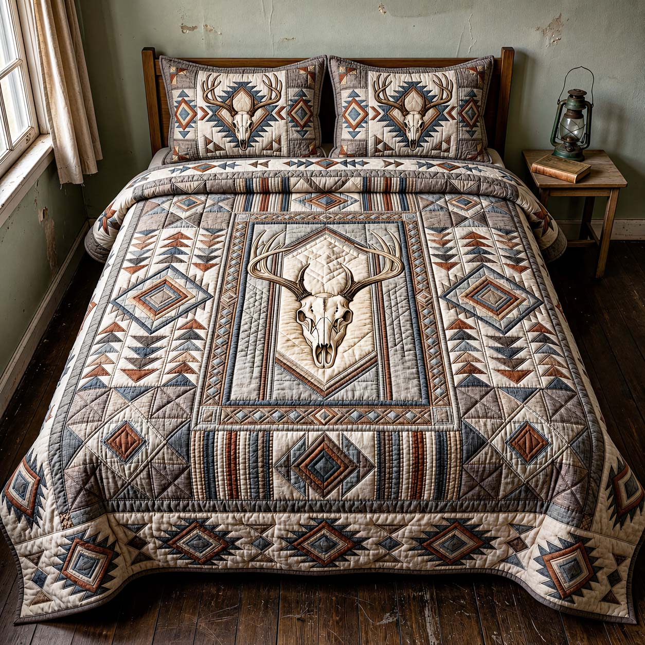 Desert Antlers 3-Piece Quilted Bedding Set GFTOQM5054