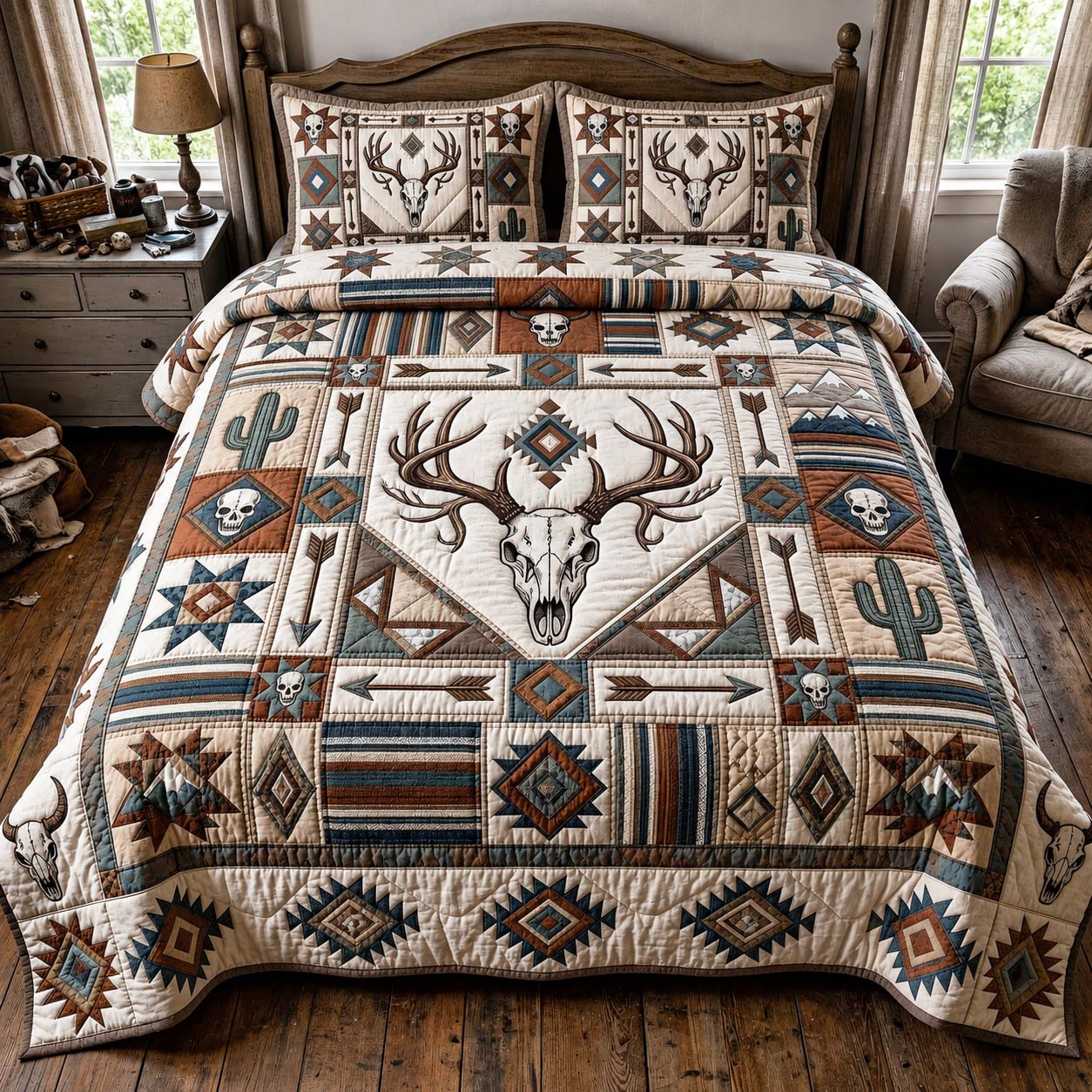 Skull Trails 3-Piece Quilted Bedding Set GFTOQM5055