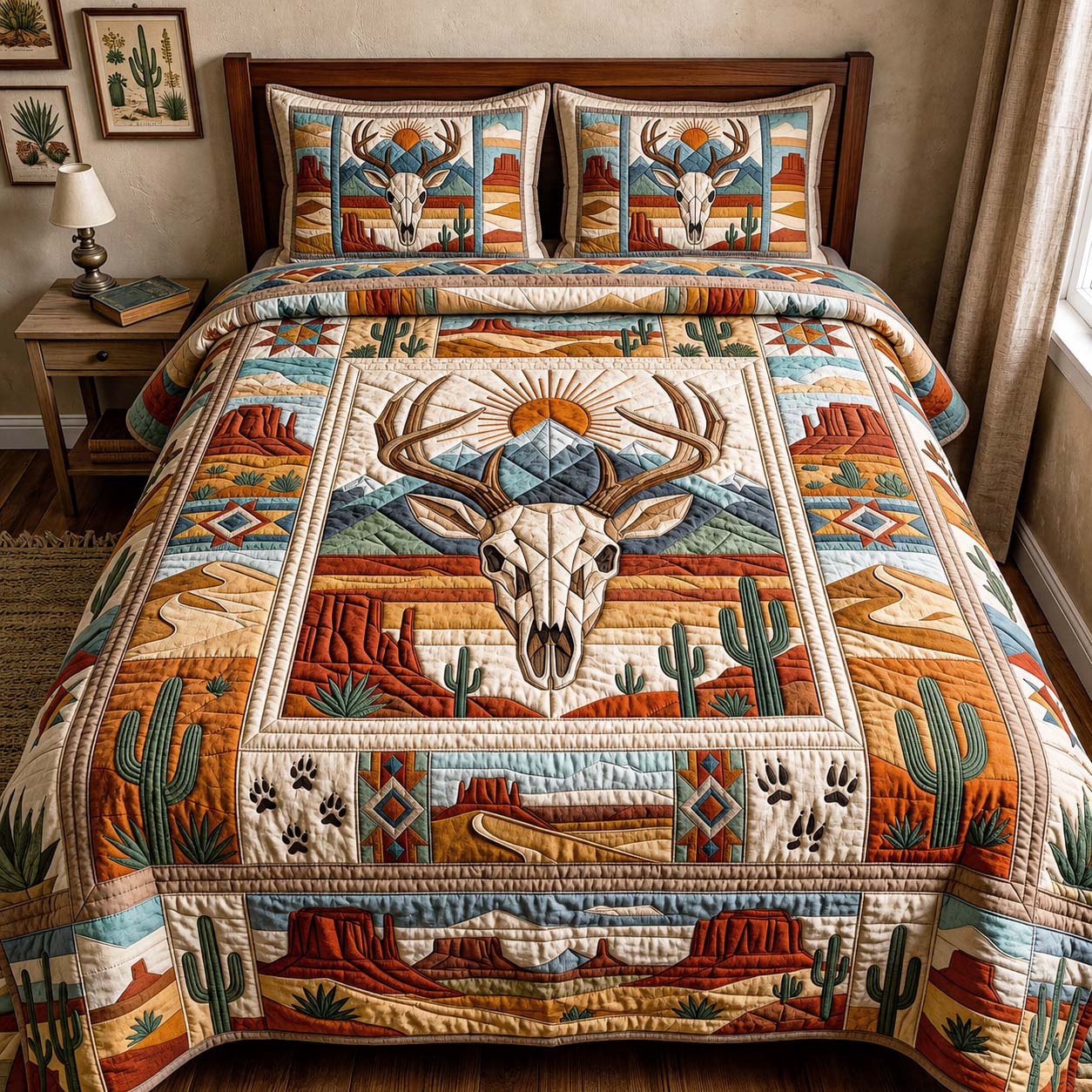 Mesa Antlers 3-Piece Quilted Bedding Set GFTOQM5056