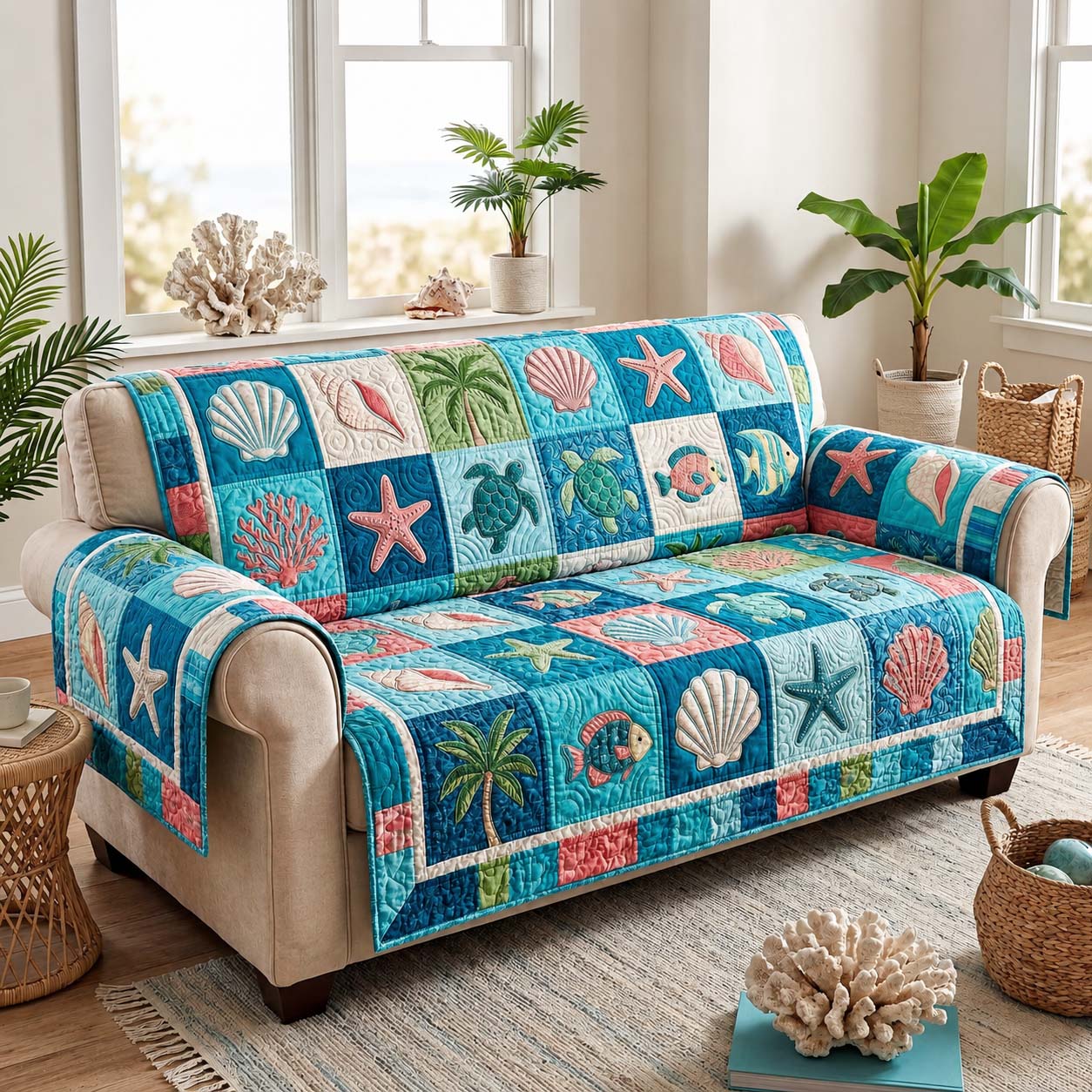 Tropical Reef Quilted Sofa Cover GFTOQM5070