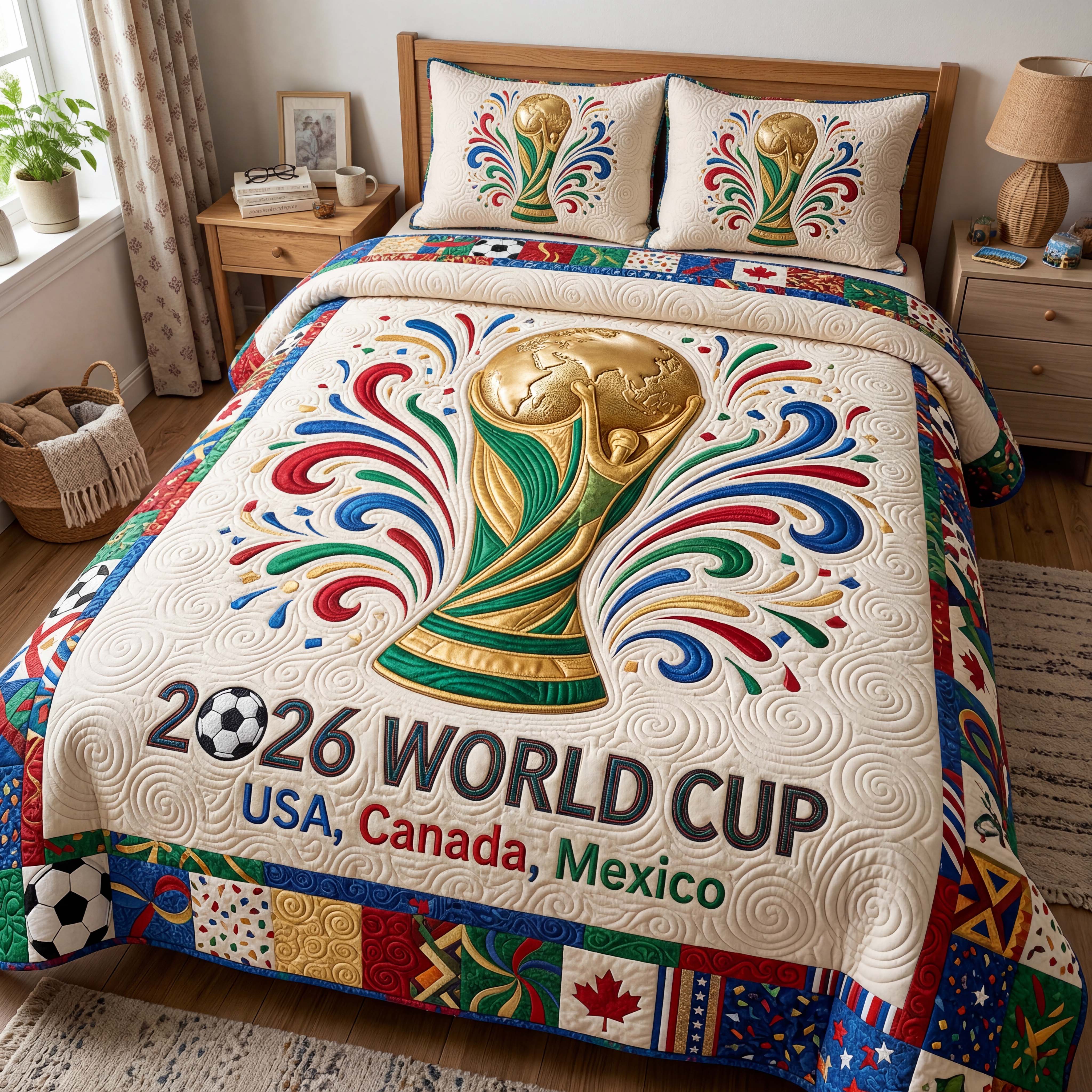 Golden Victory 3-Piece Quilted Bedding Set GFTOQM5090