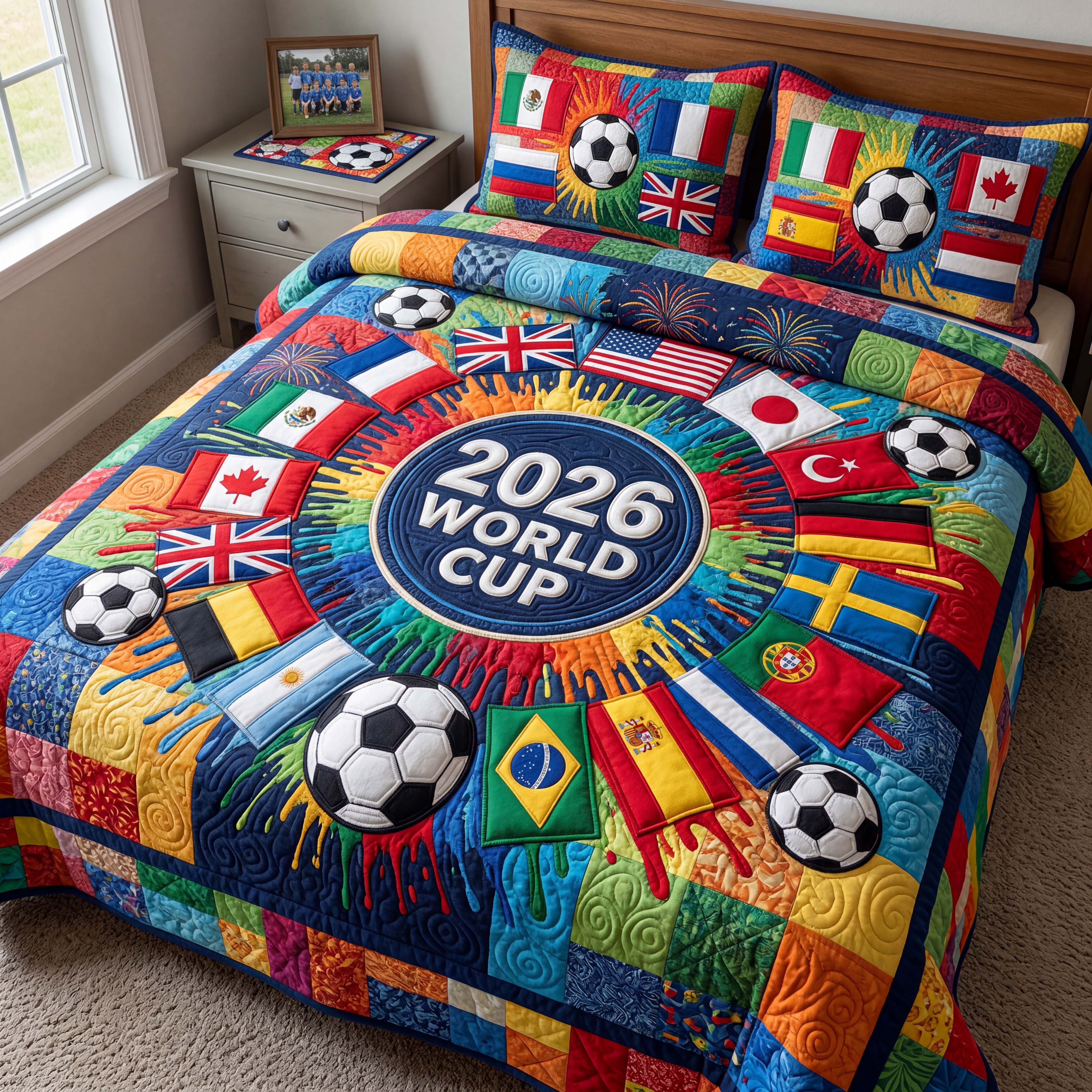 Global Kickoff 3-Piece Quilted Bedding Set GFTOQM5091