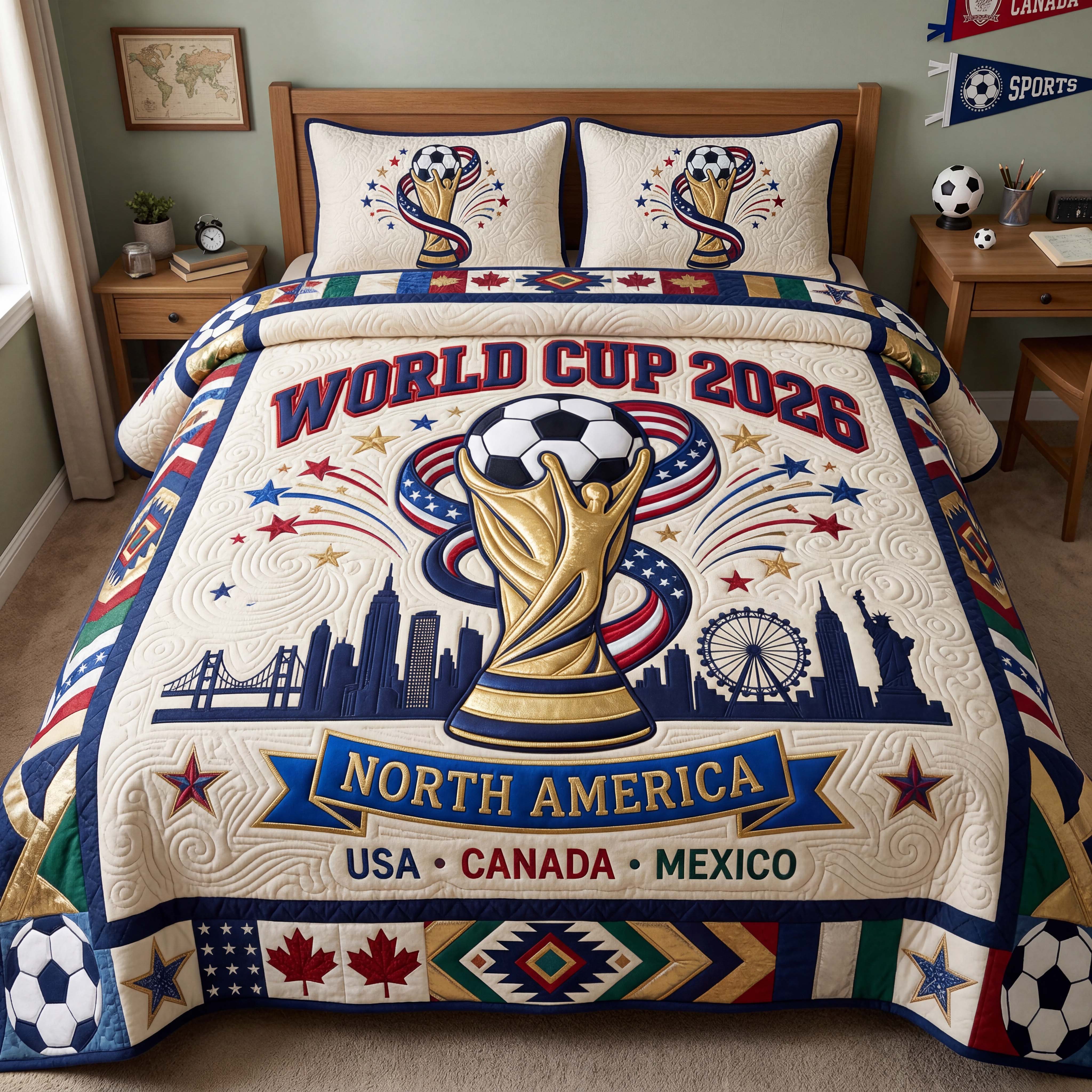 North America Glory 3-Piece Quilted Bedding Set GFTOQM5092