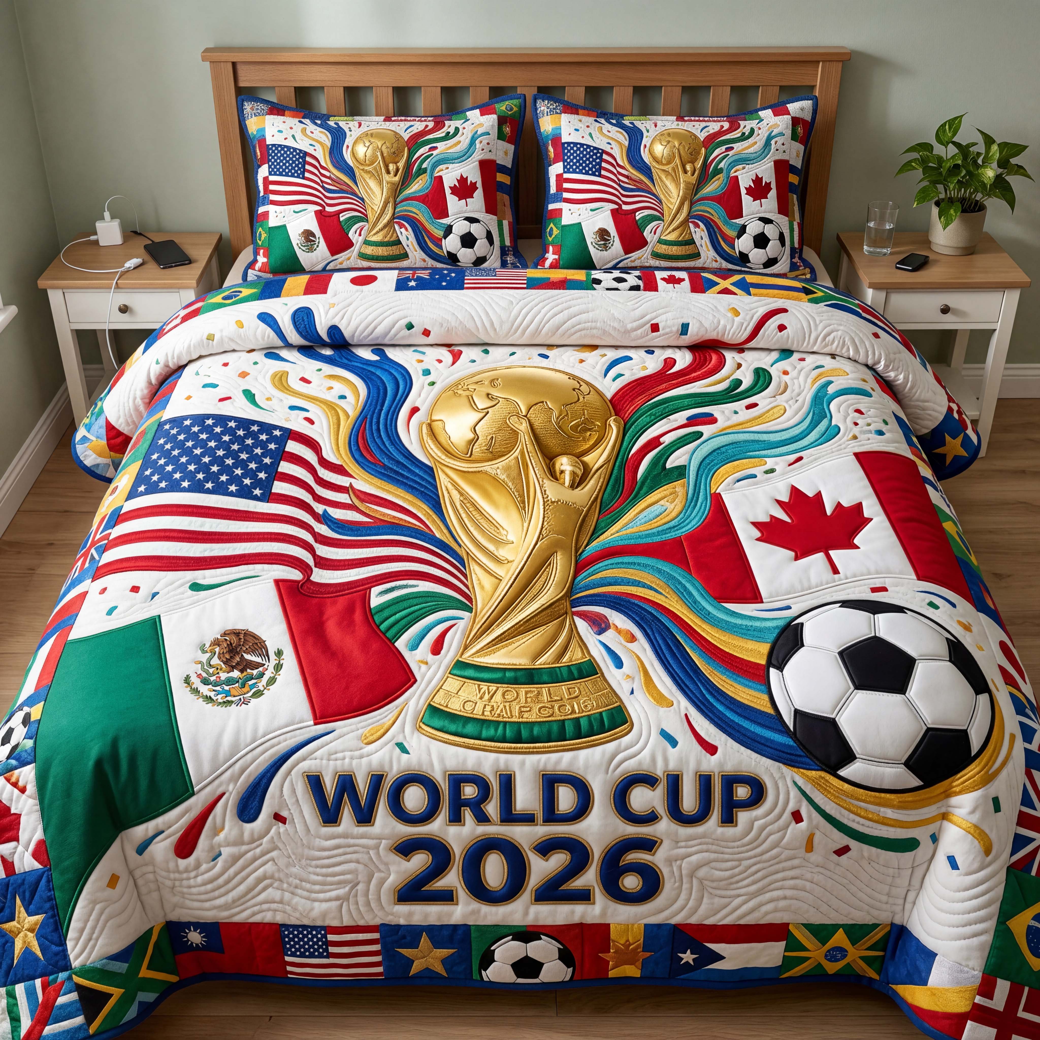 Tri Nation Trophy 3-Piece Quilted Bedding Set GFTOQM5094