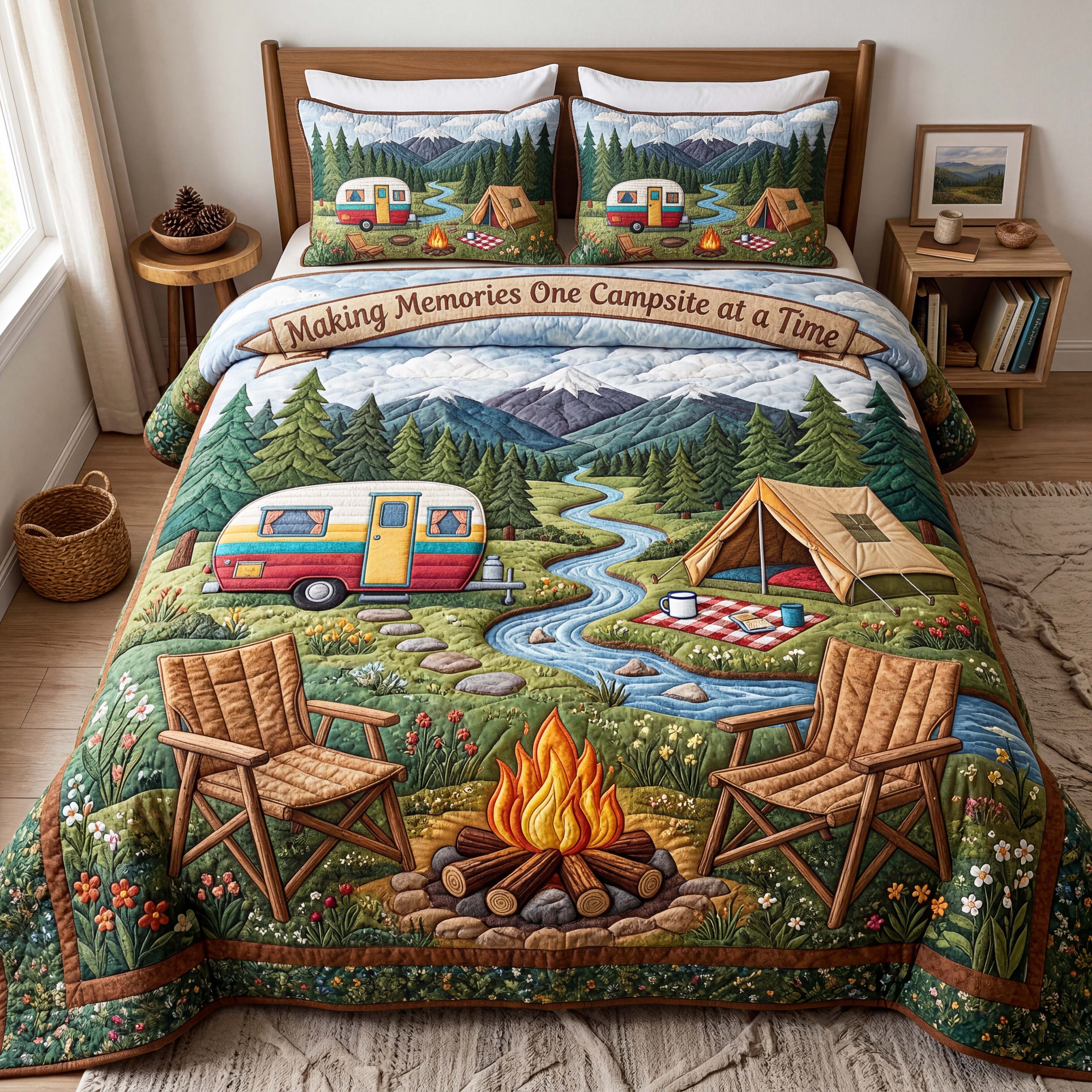 Mountain Campsite 3-Piece Quilted Bedding Set GFTOQM5101