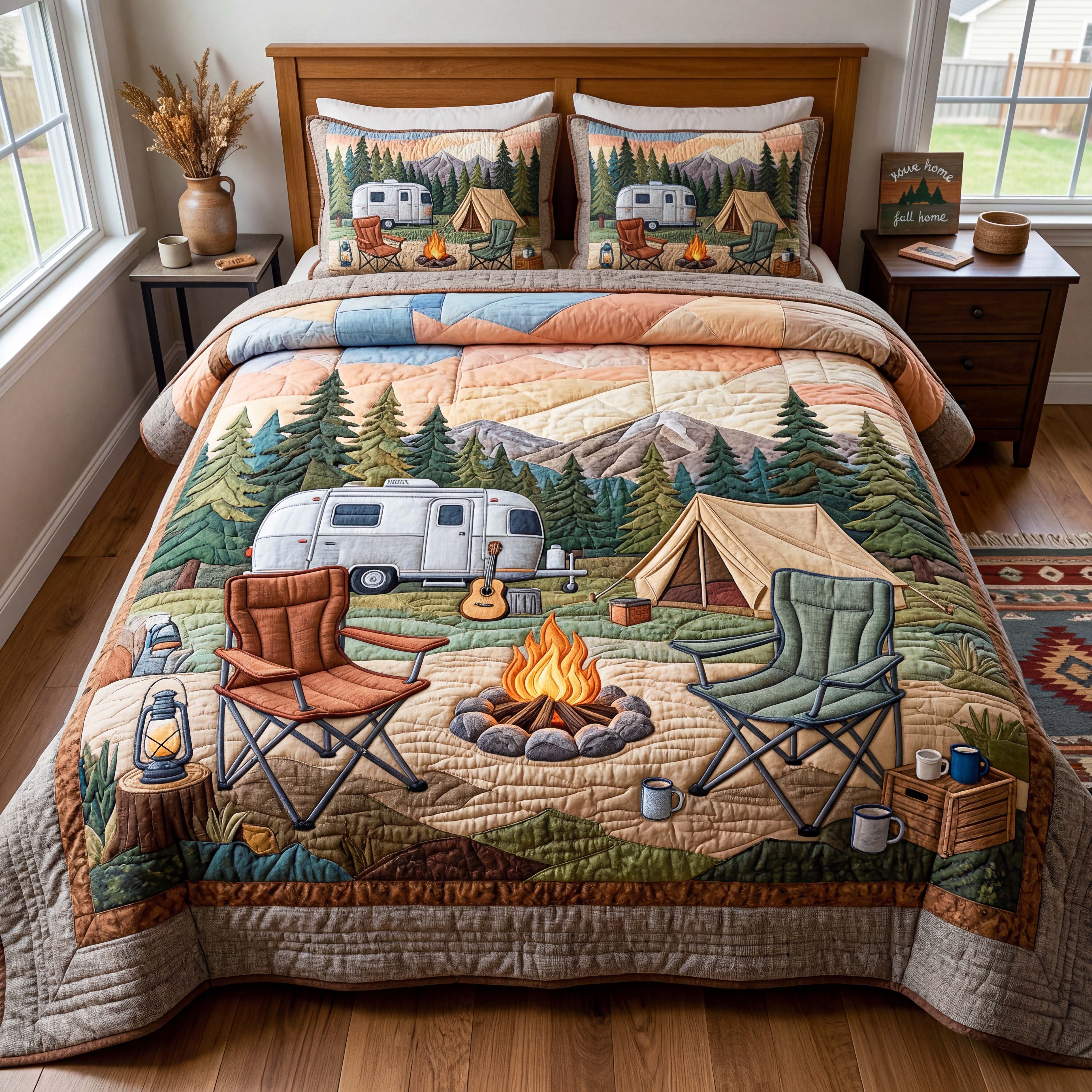 Campfire Escape 3-Piece Quilted Bedding Set GFTOQM5102