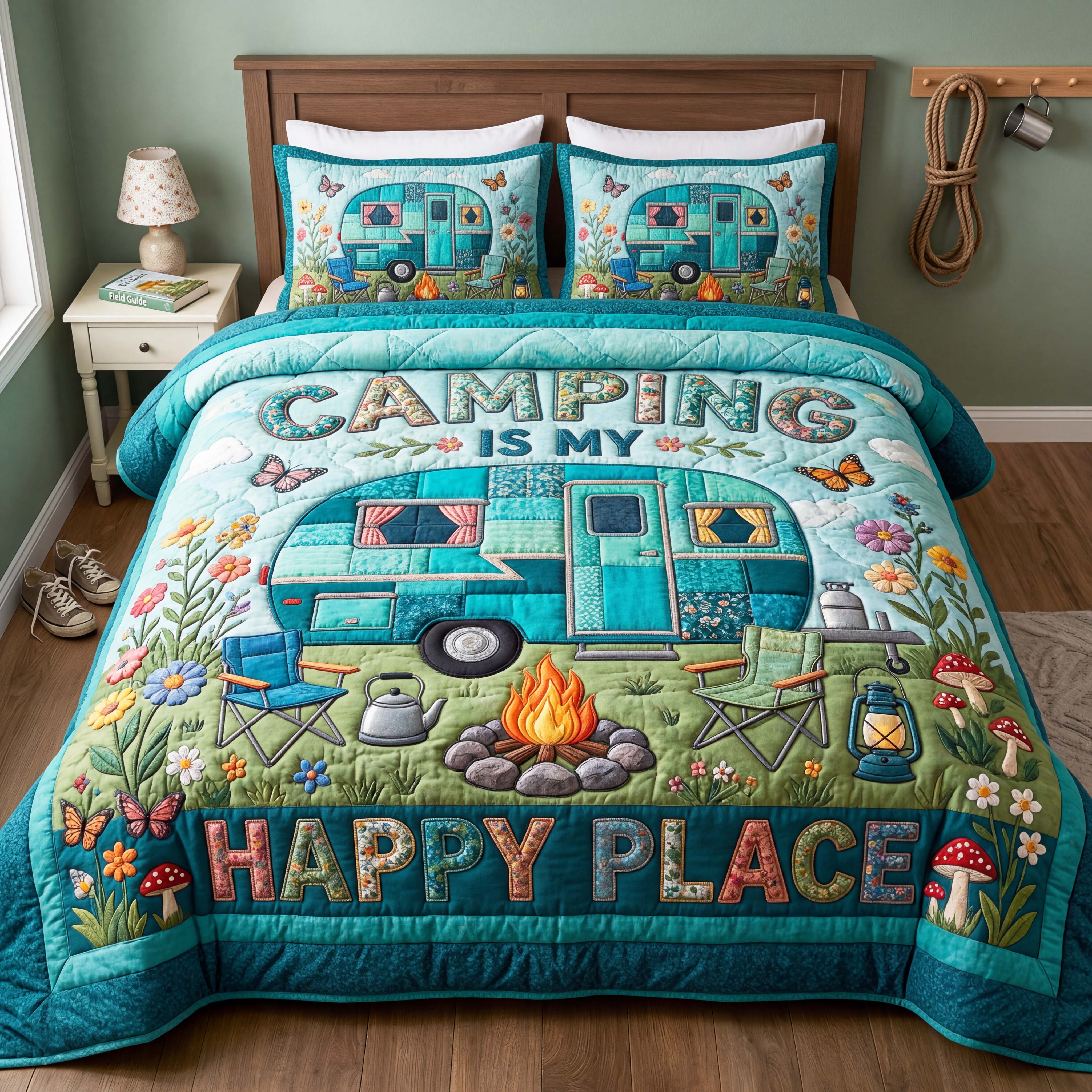 Happy Camper 3-Piece Quilted Bedding Set GFTOQM5103
