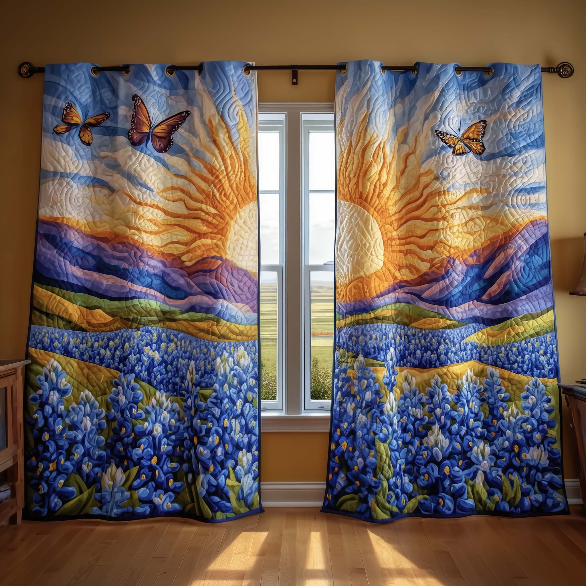 Bluebonnet Quilted Curtains GFTOTG3221