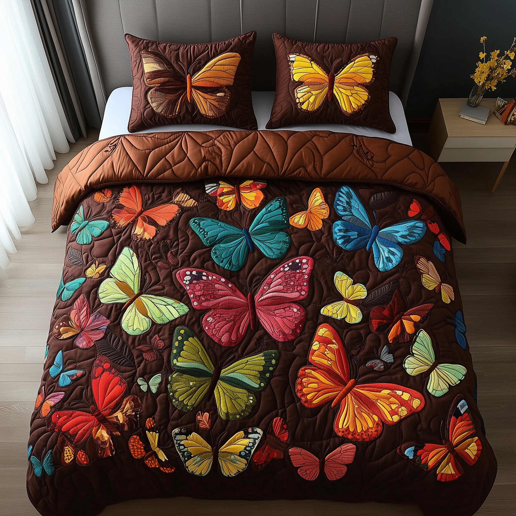 Enchanting Butterflies 3-Piece Quilted Bedding Set GFTOTL1269