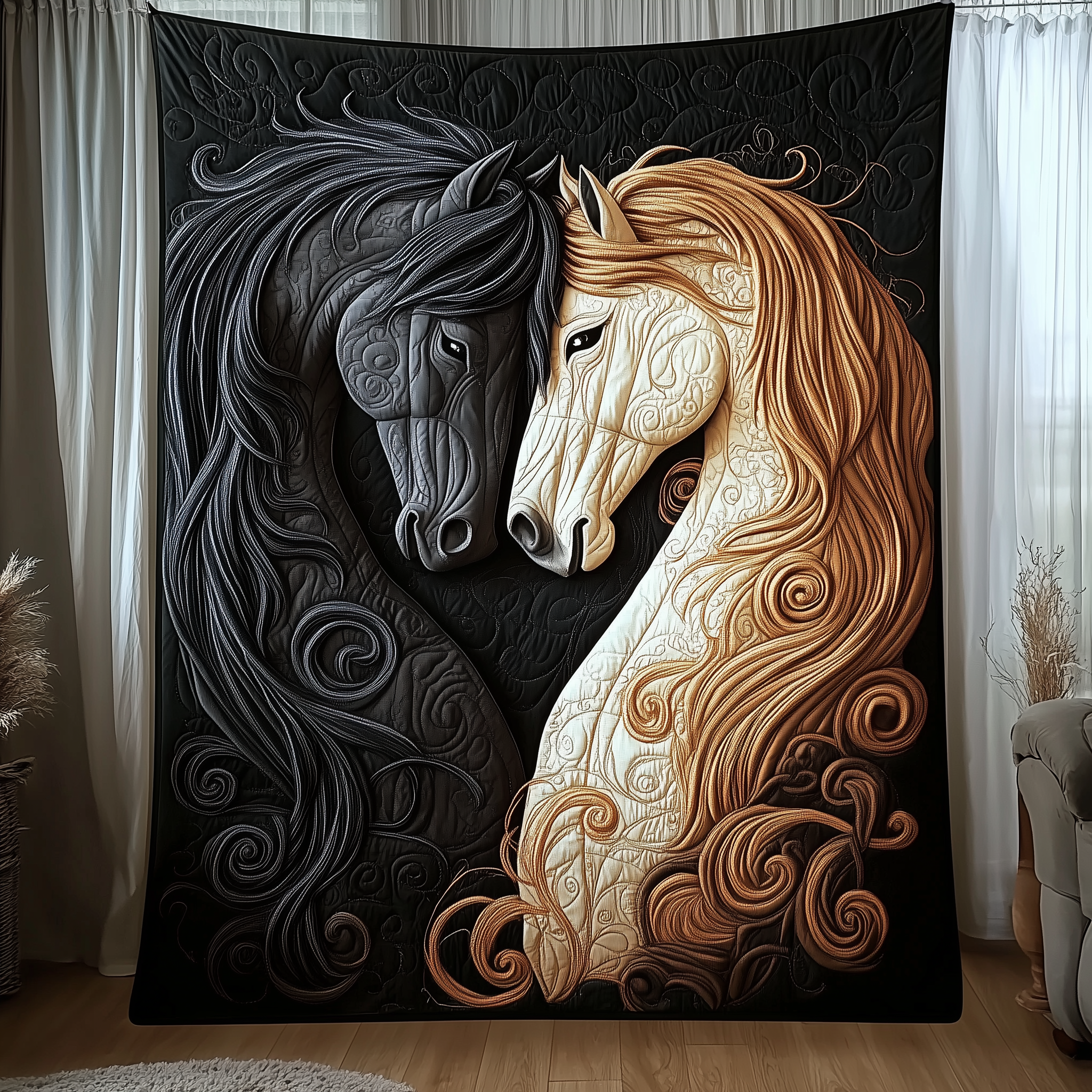 Horse Romance of Love Quilted Blanket GFTOTL1405