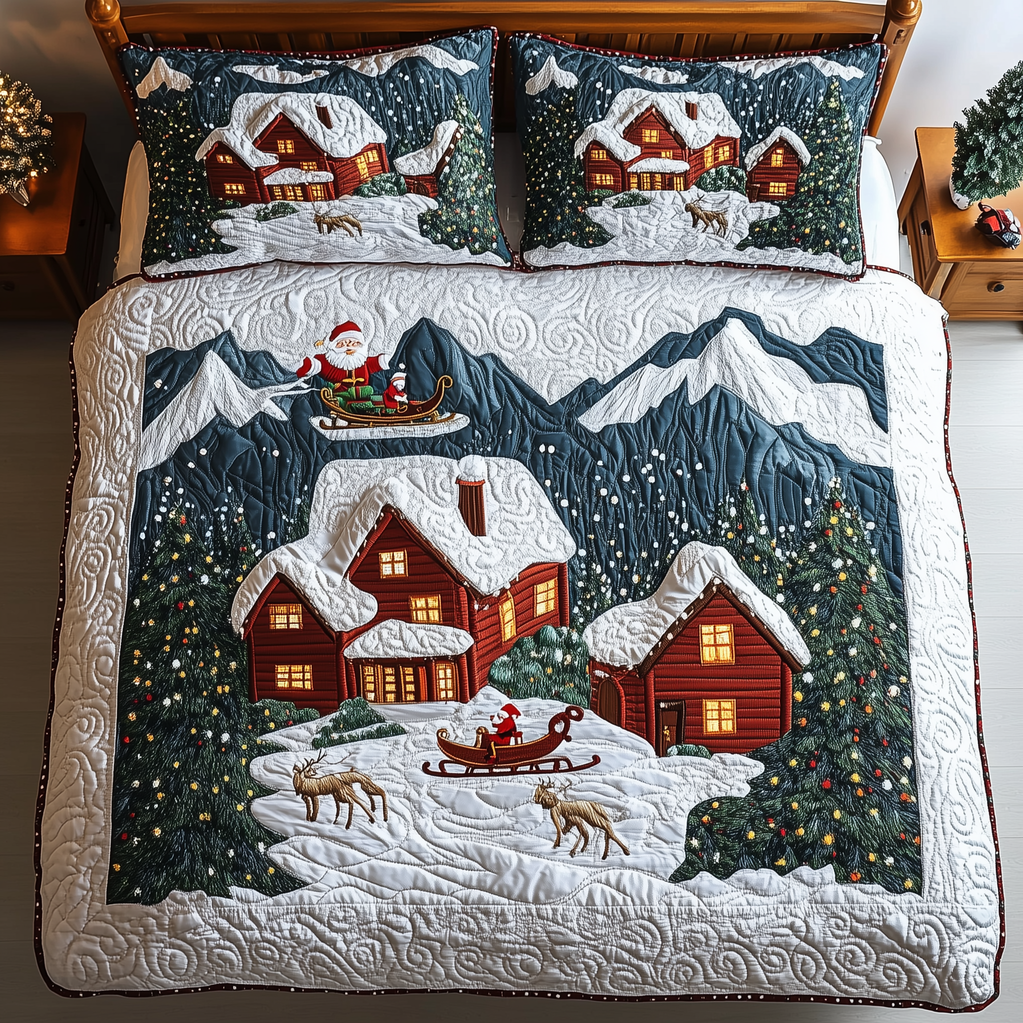 Peaceful Christmas Season 3-Piece Quilted Bedding Set GFTOTL1434
