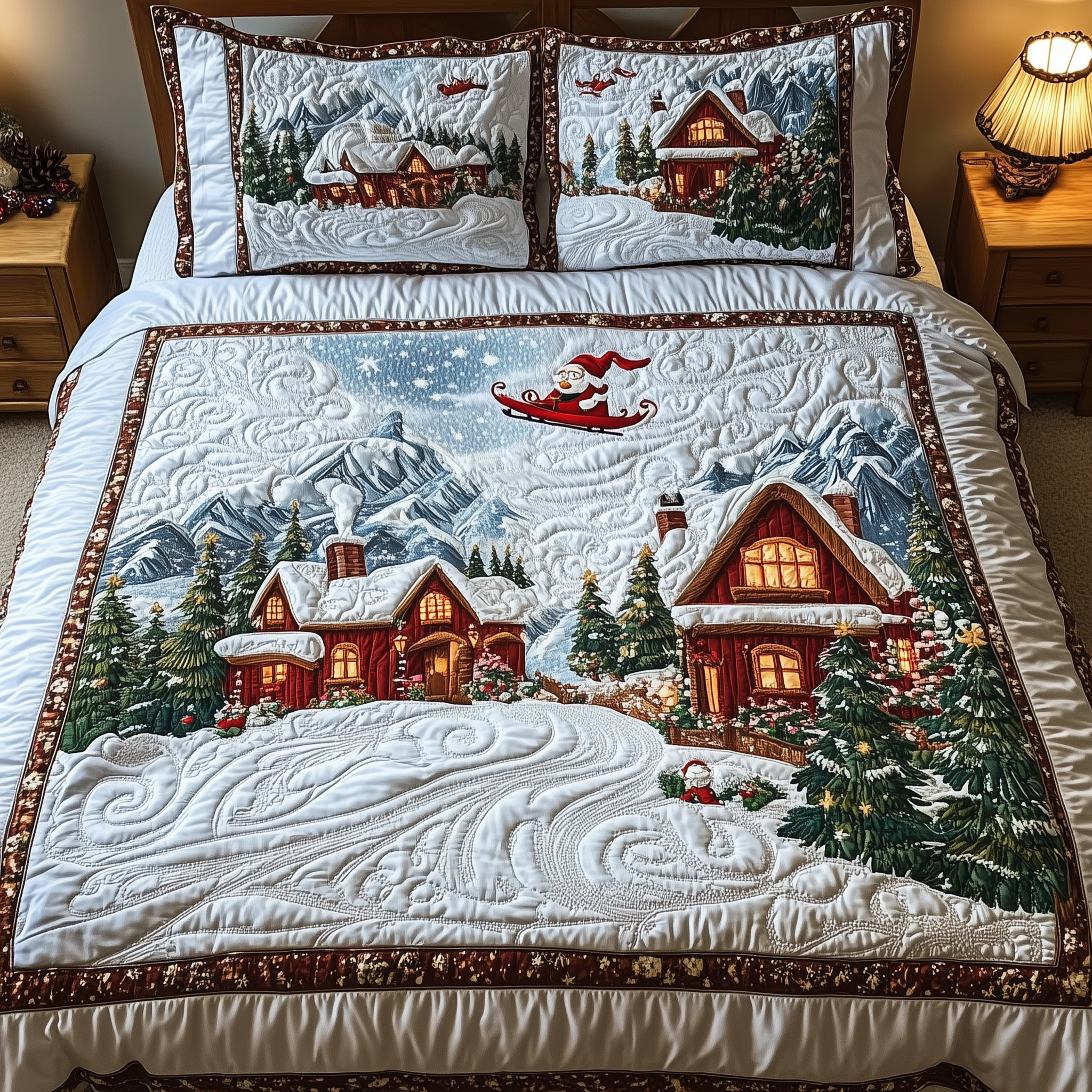 Peaceful Christmas Season 3-Piece Quilted Bedding Set GFTOTL1435