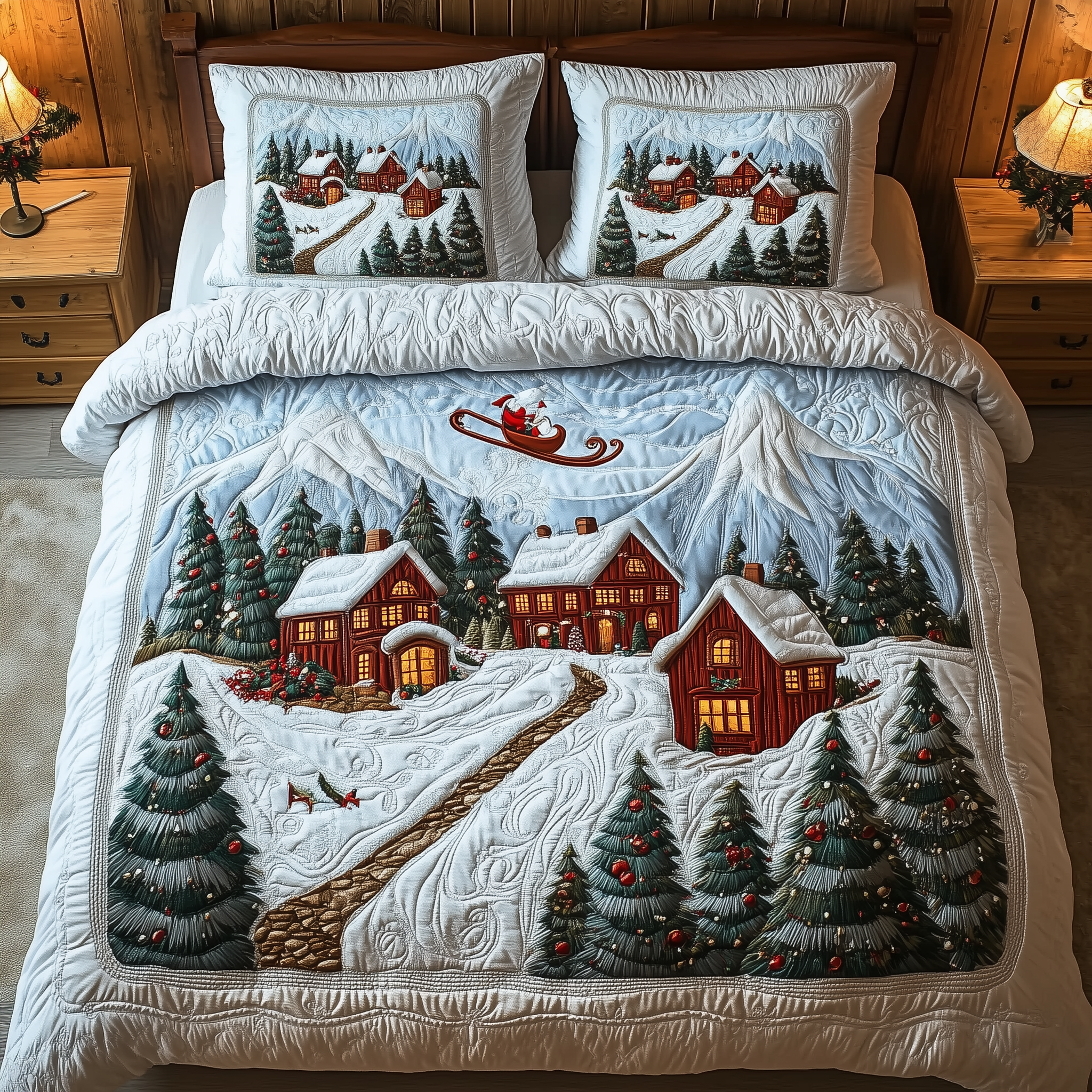 Peaceful Christmas Season 3-Piece Quilted Bedding Set GFTOTL1436