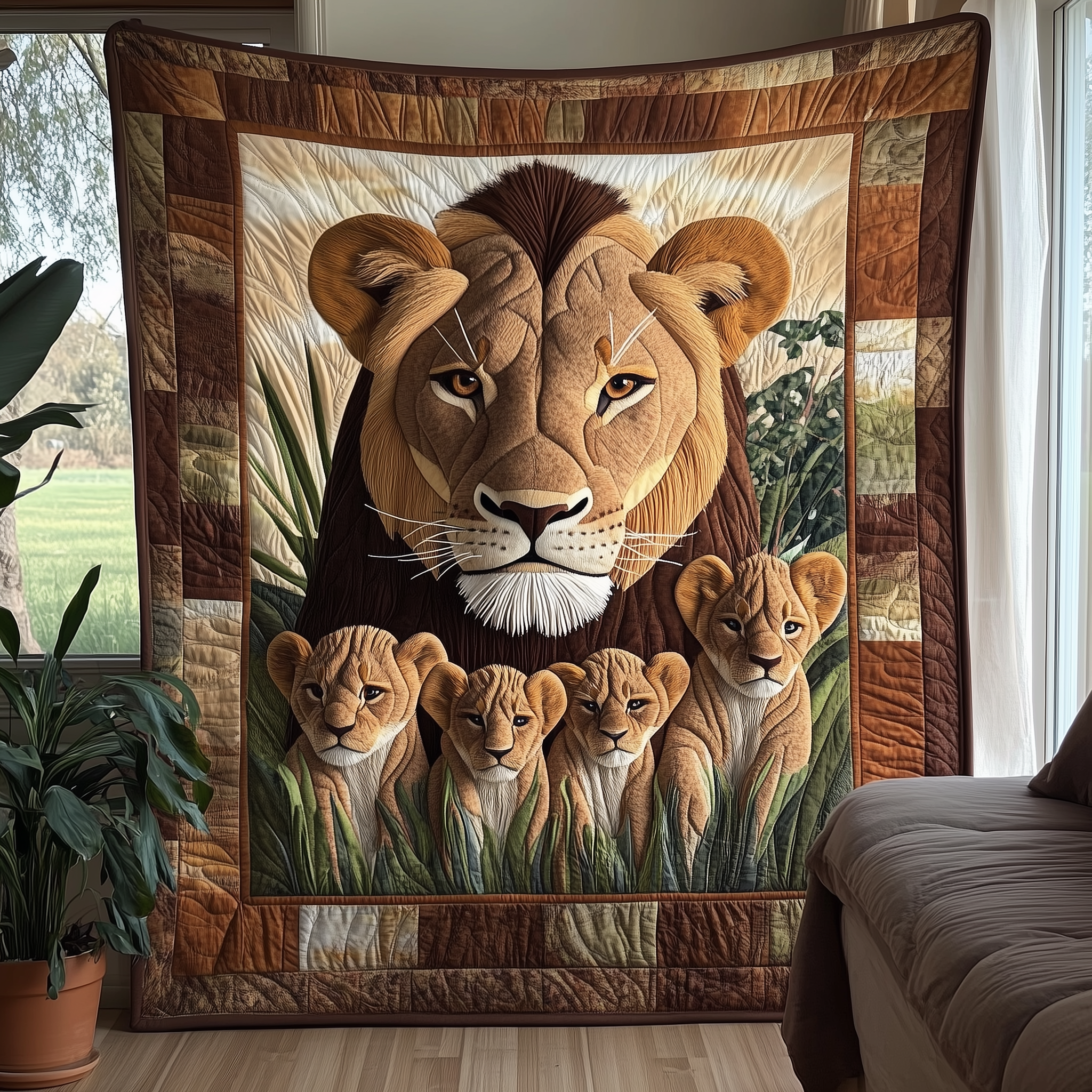 Lion and Mom Bond of Love Quilted Blanket GFTOTL1523