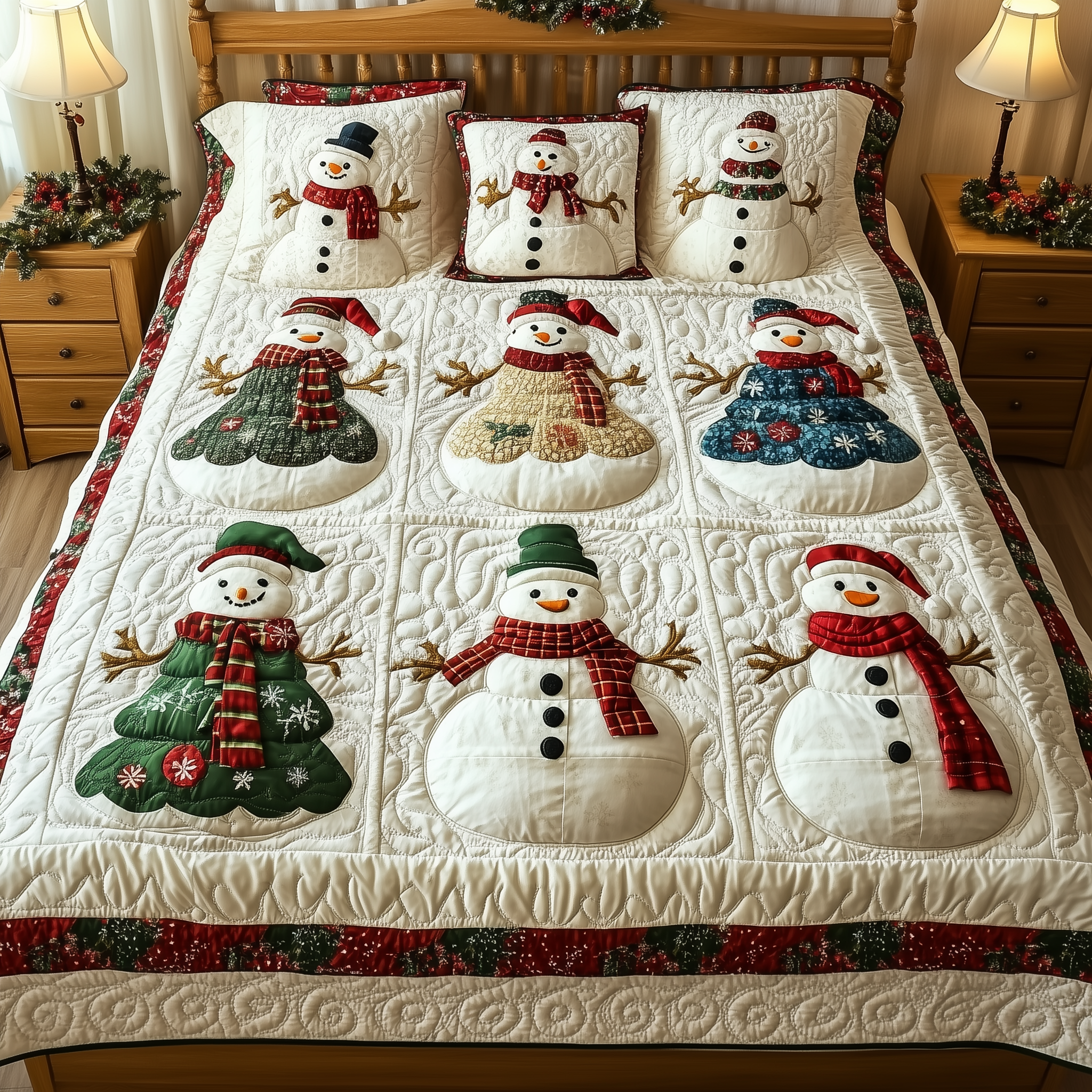 Let It Snow Vintage 3-Piece Quilted Bedding Set GFTOTL1612