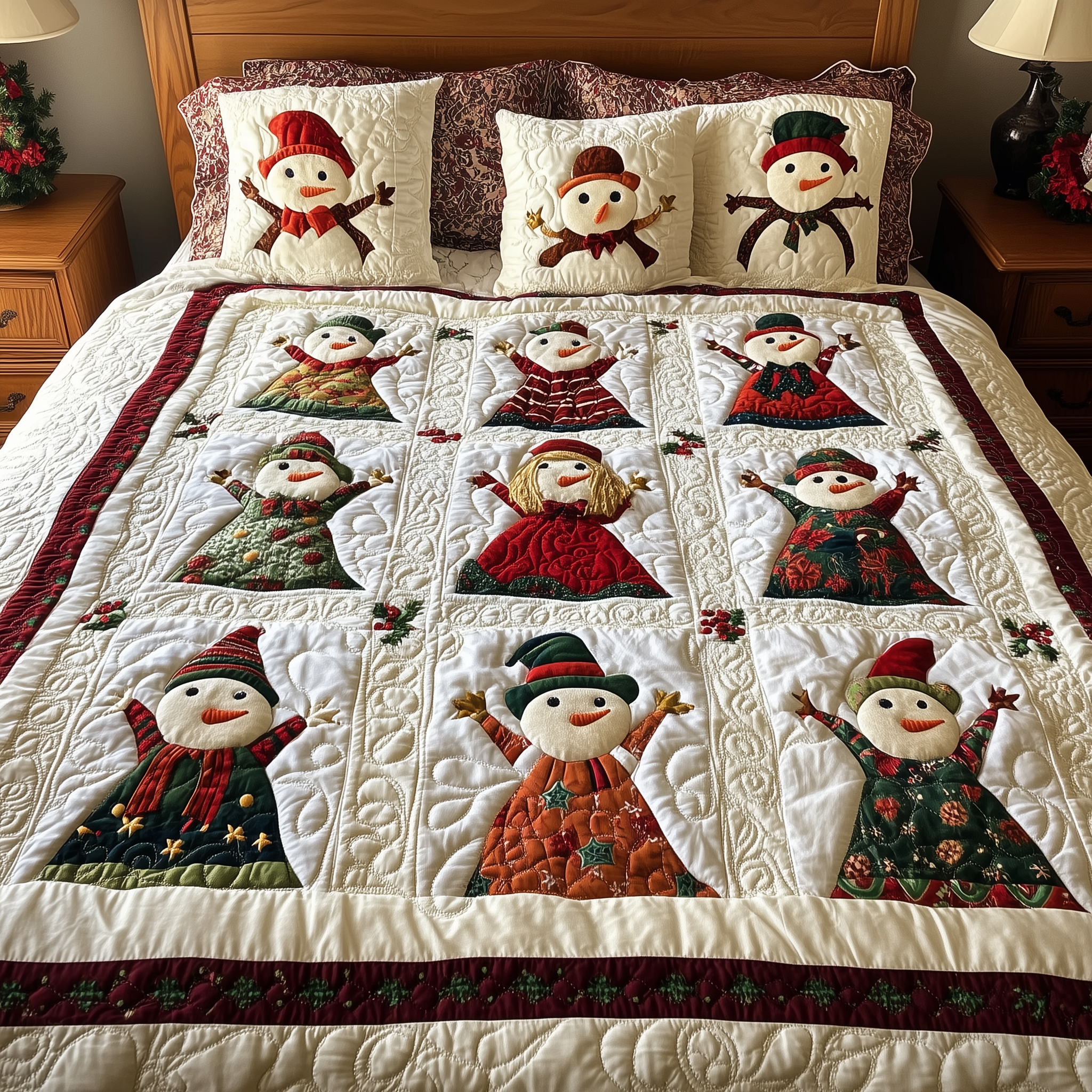 Let It Snow Vintage 3-Piece Quilted Bedding Set GFTOTL1613