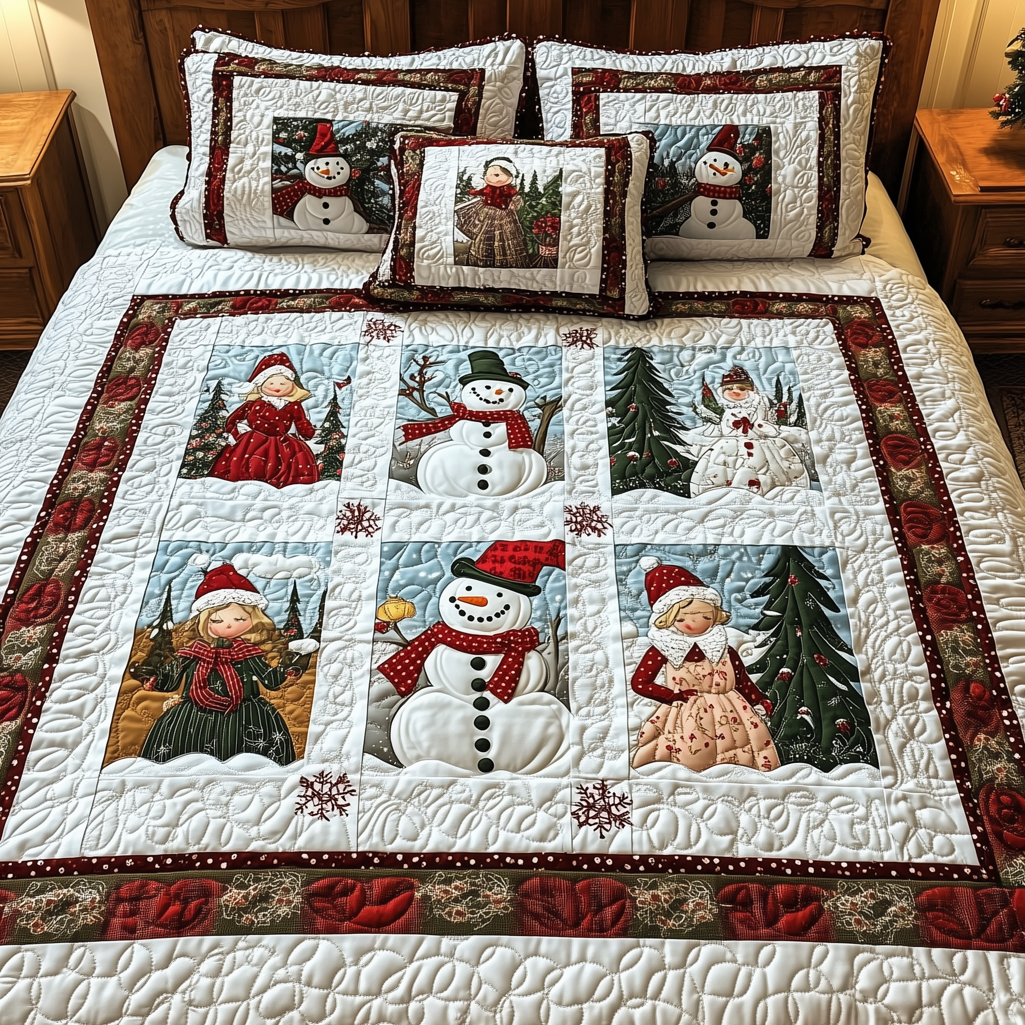Let It Snow Vintage 3-Piece Quilted Bedding Set GFTOTL1615