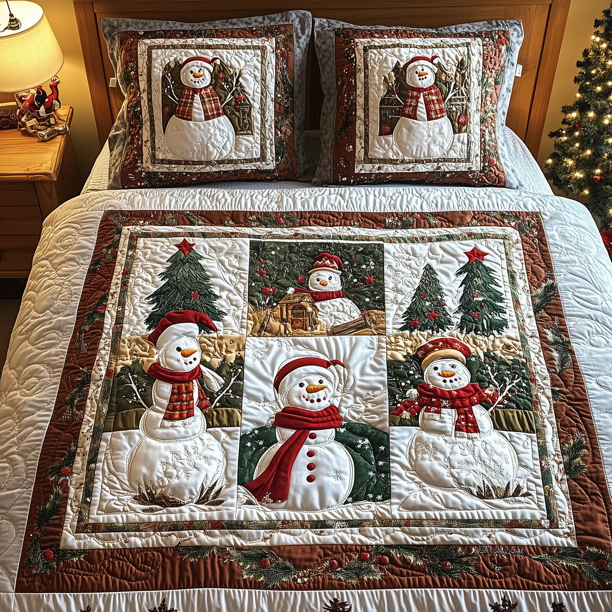 Let It Snow Vintage 3-Piece Quilted Bedding Set GFTOTL1616