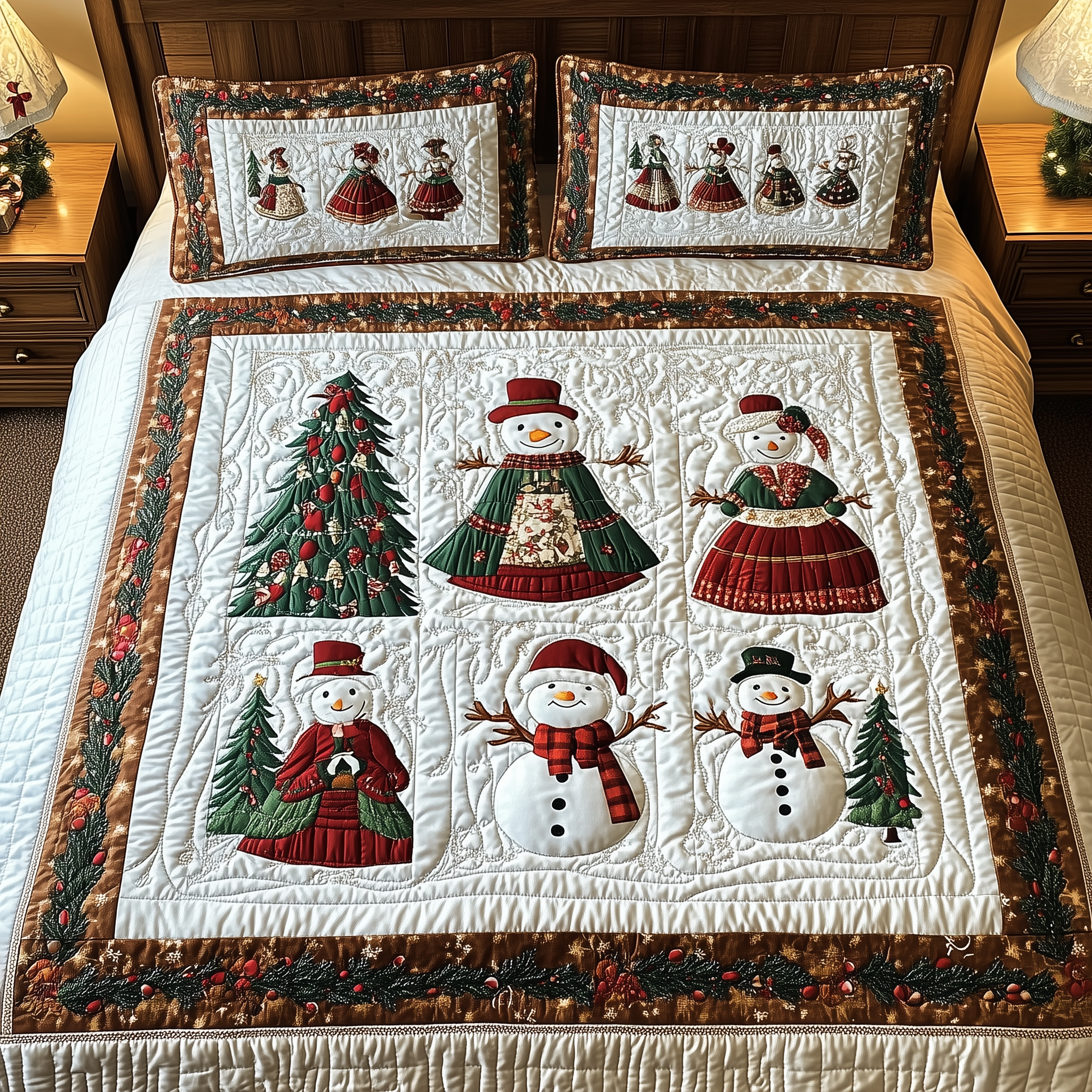 Let It Snow Vintage 3-Piece Quilted Bedding Set GFTOTL1617