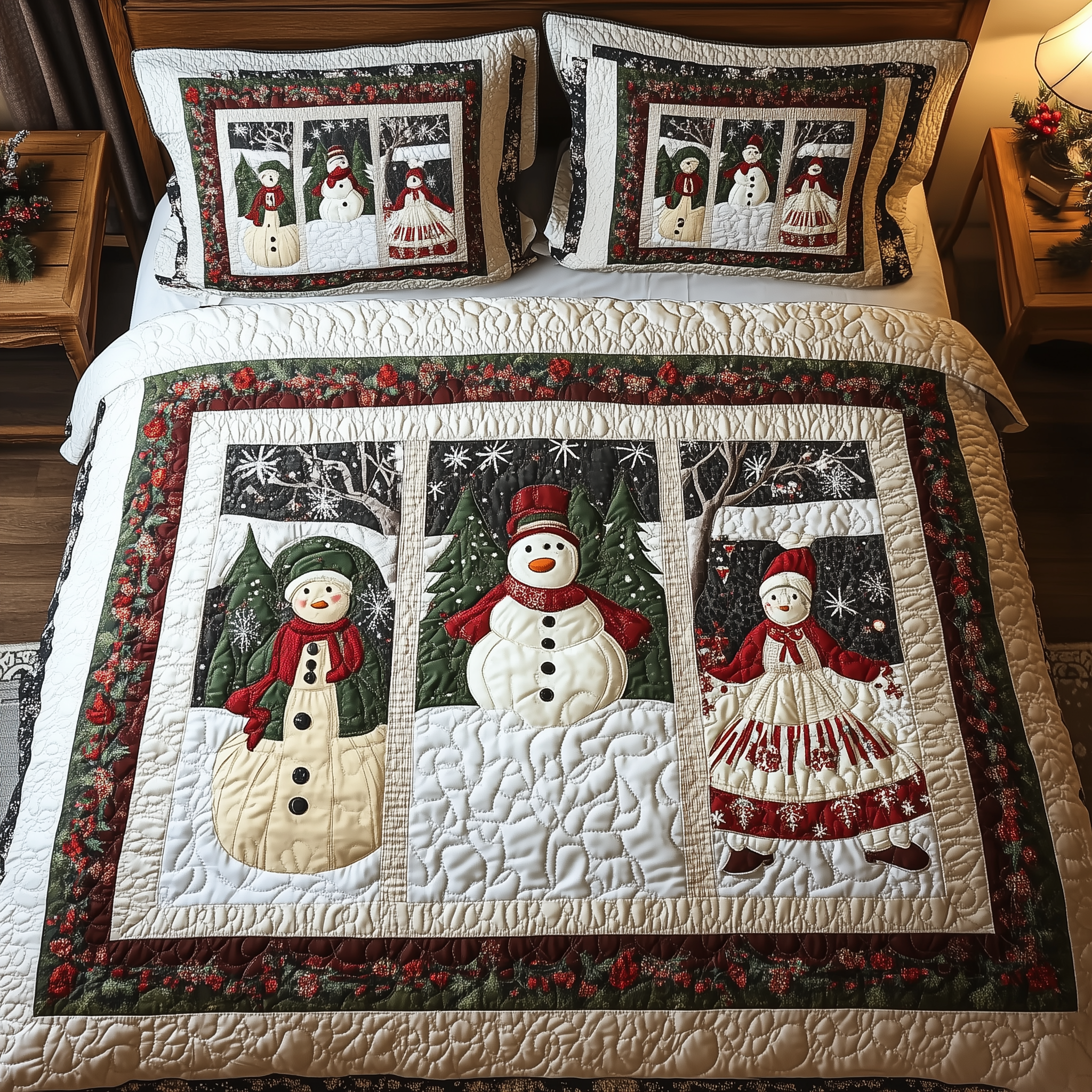 Let It Snow Vintage 3-Piece Quilted Bedding Set GFTOTL1618