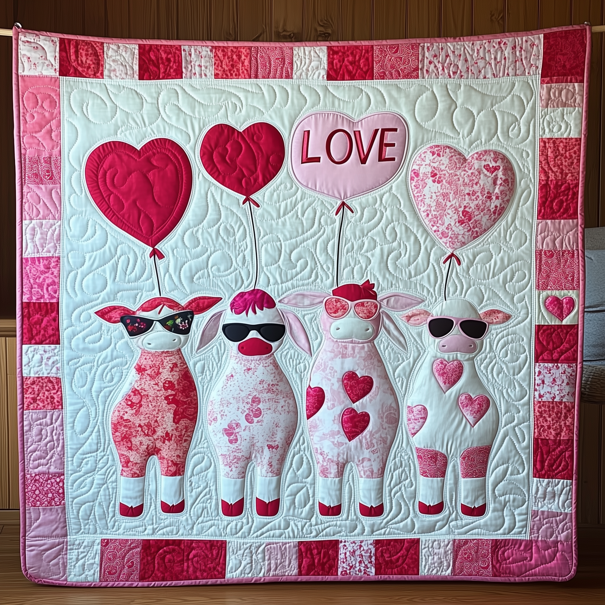 Cow Valentine Quilted Blanket GFTOTL1695