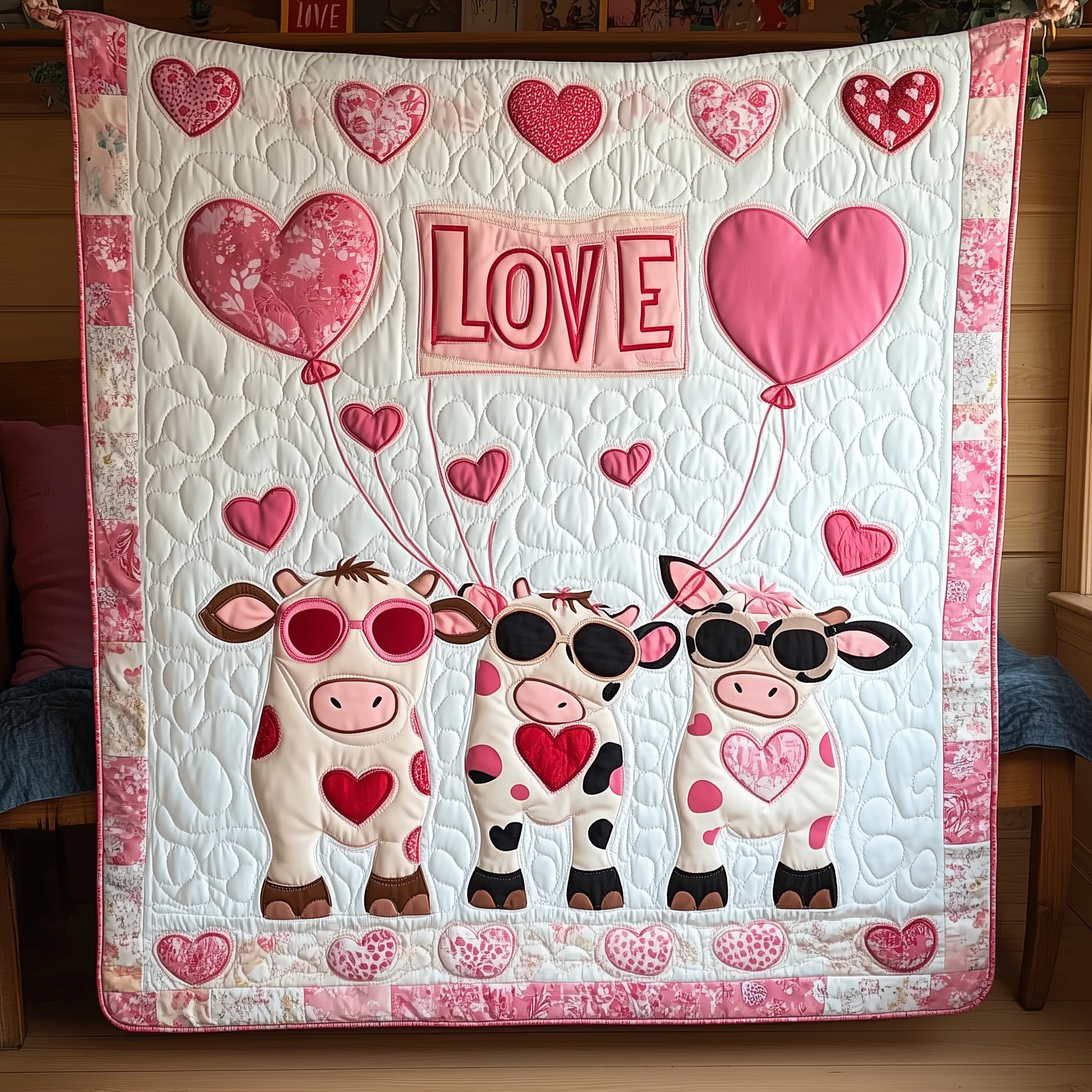 Cow Valentine Quilted Blanket GFTOTL1698