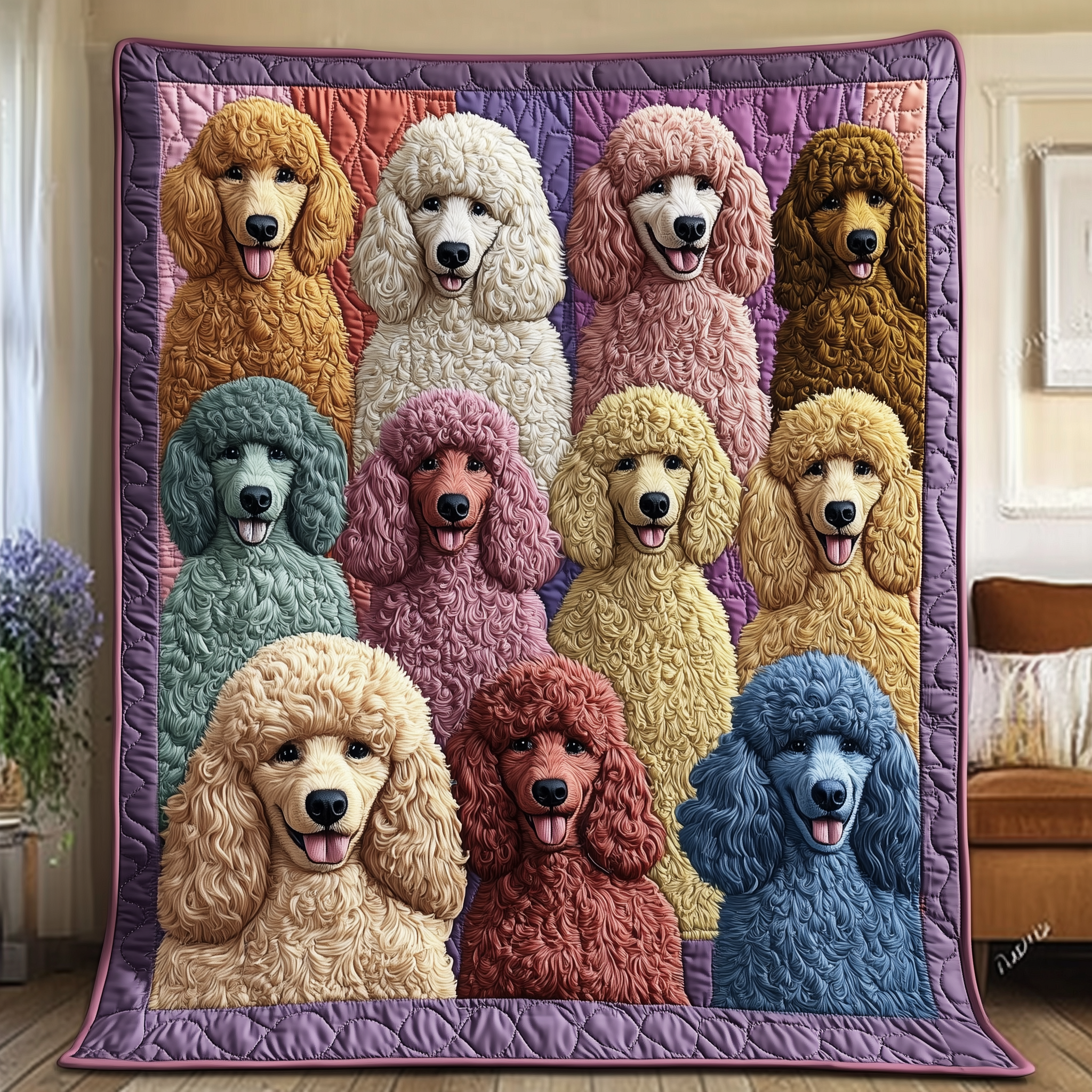 Whimsical Poodle Quilted Blanket GFTOTL1806