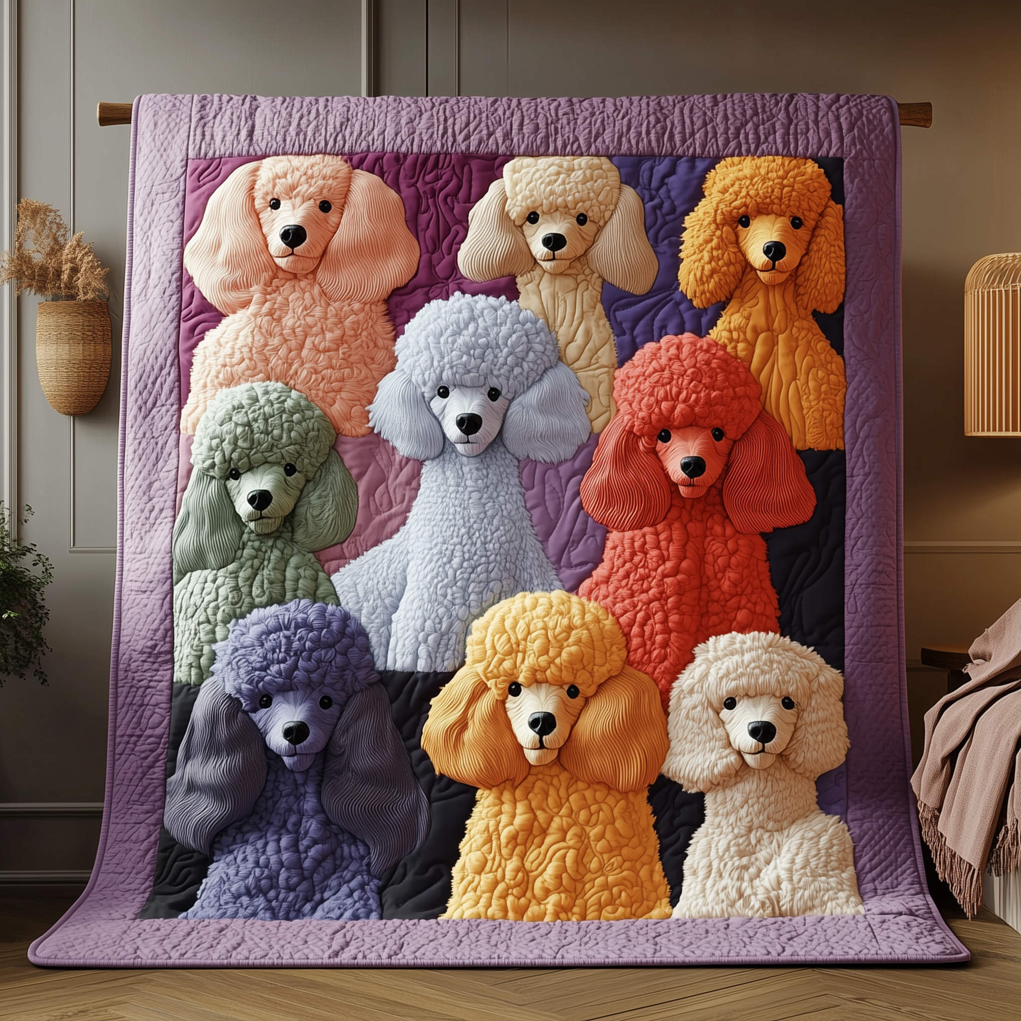 Whimsical Poodle Quilted Blanket GFTOTL1807