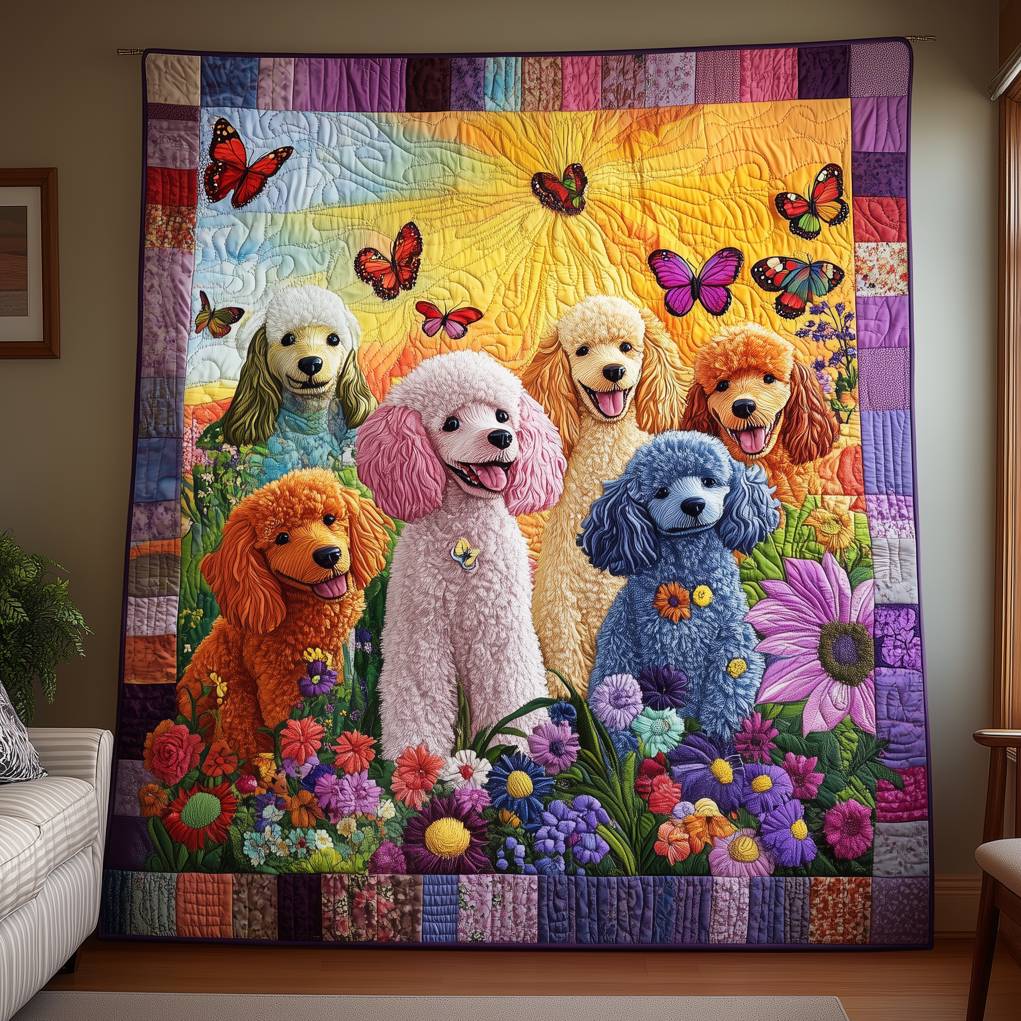 Whimsical Poodle Quilted Blanket GFTOTL1813