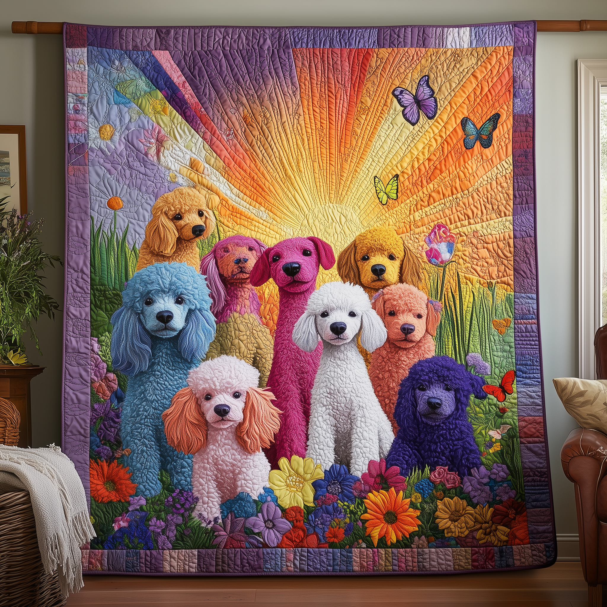 Whimsical Poodle Quilted Blanket GFTOTL1814