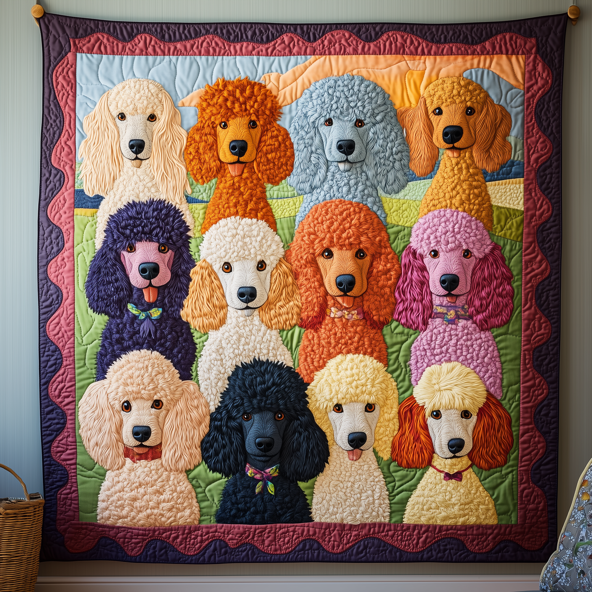 Colorful Poodle Quilted Blanket GFTOTL1816