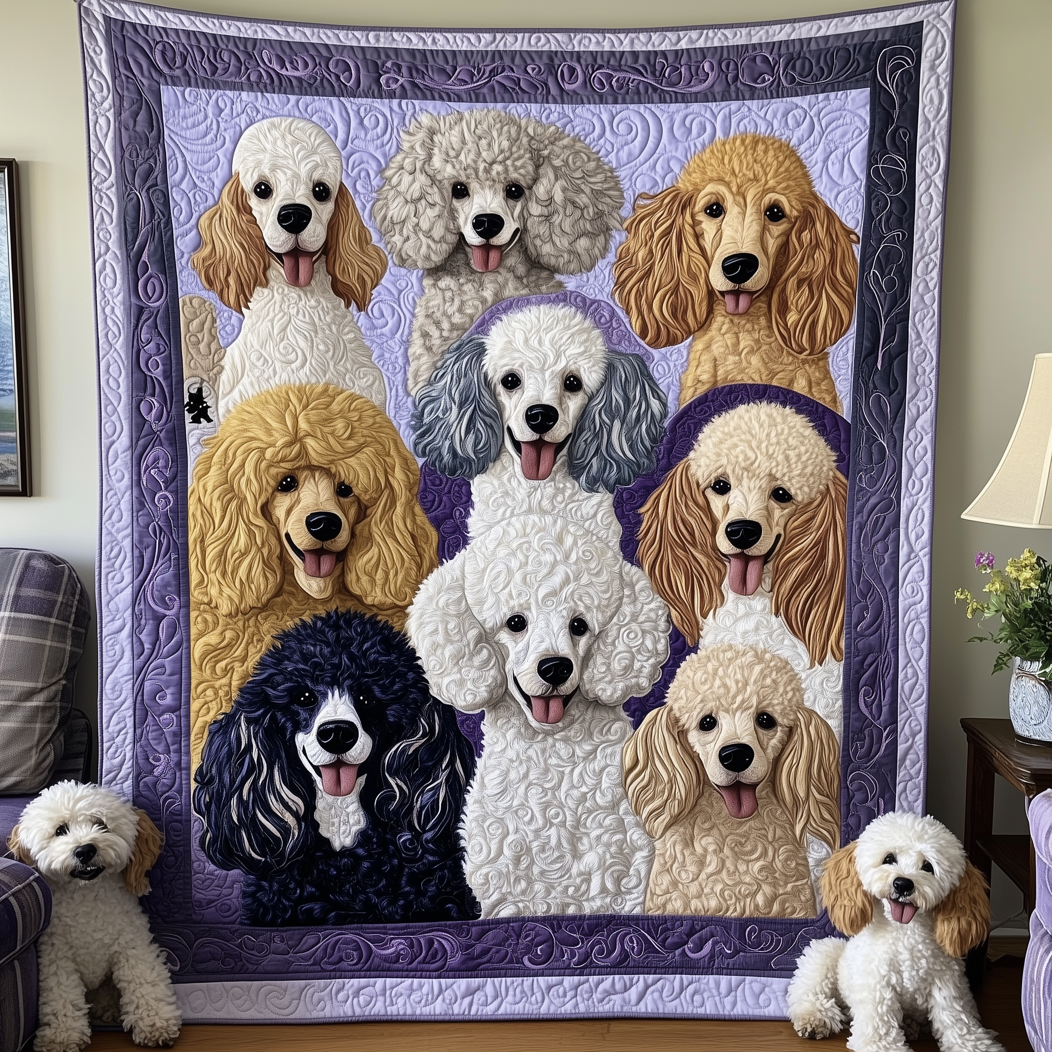 Purple Poodle Quilted Blanket GFTOTL1824