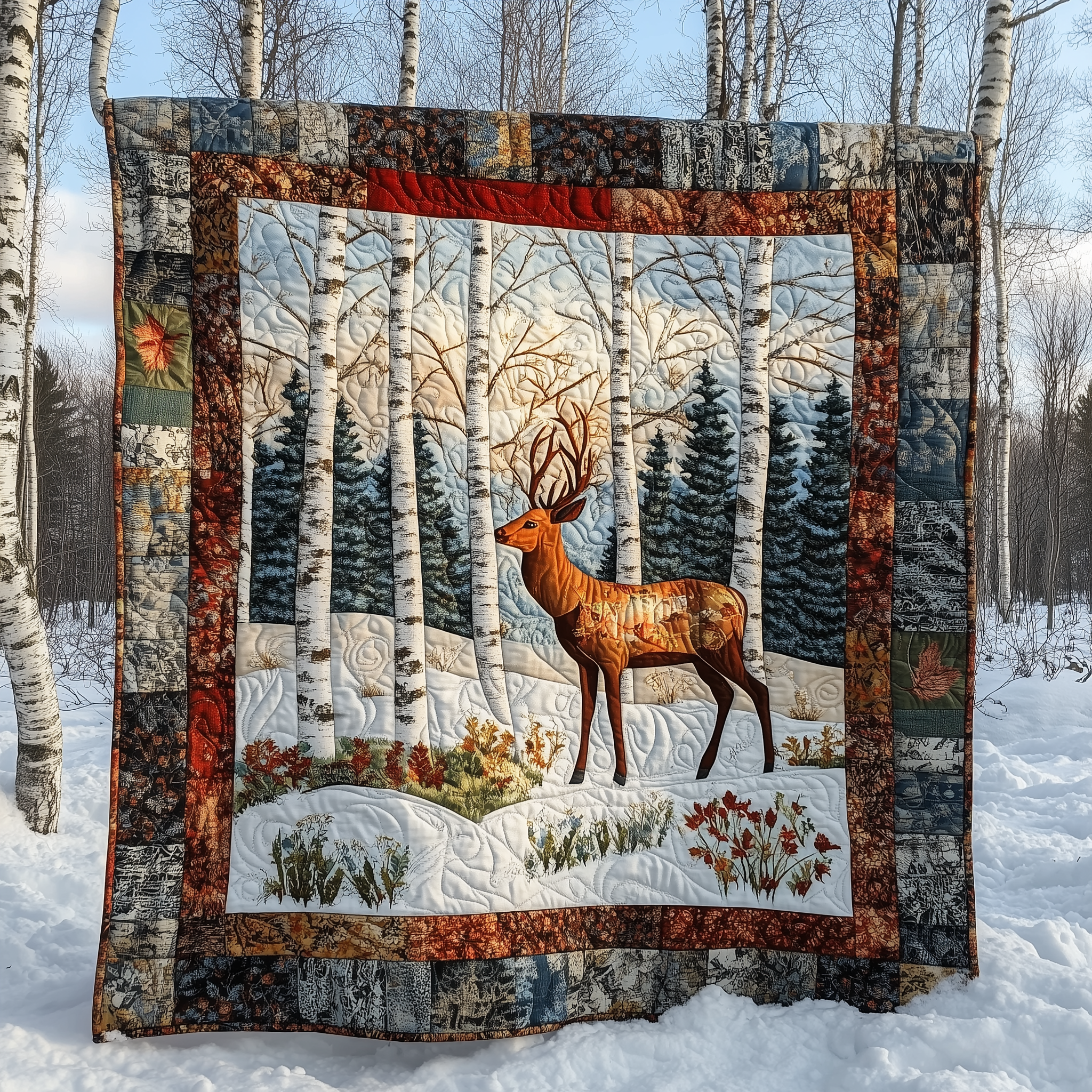 Winter Deer Quilted Blanket GFTOTL1940