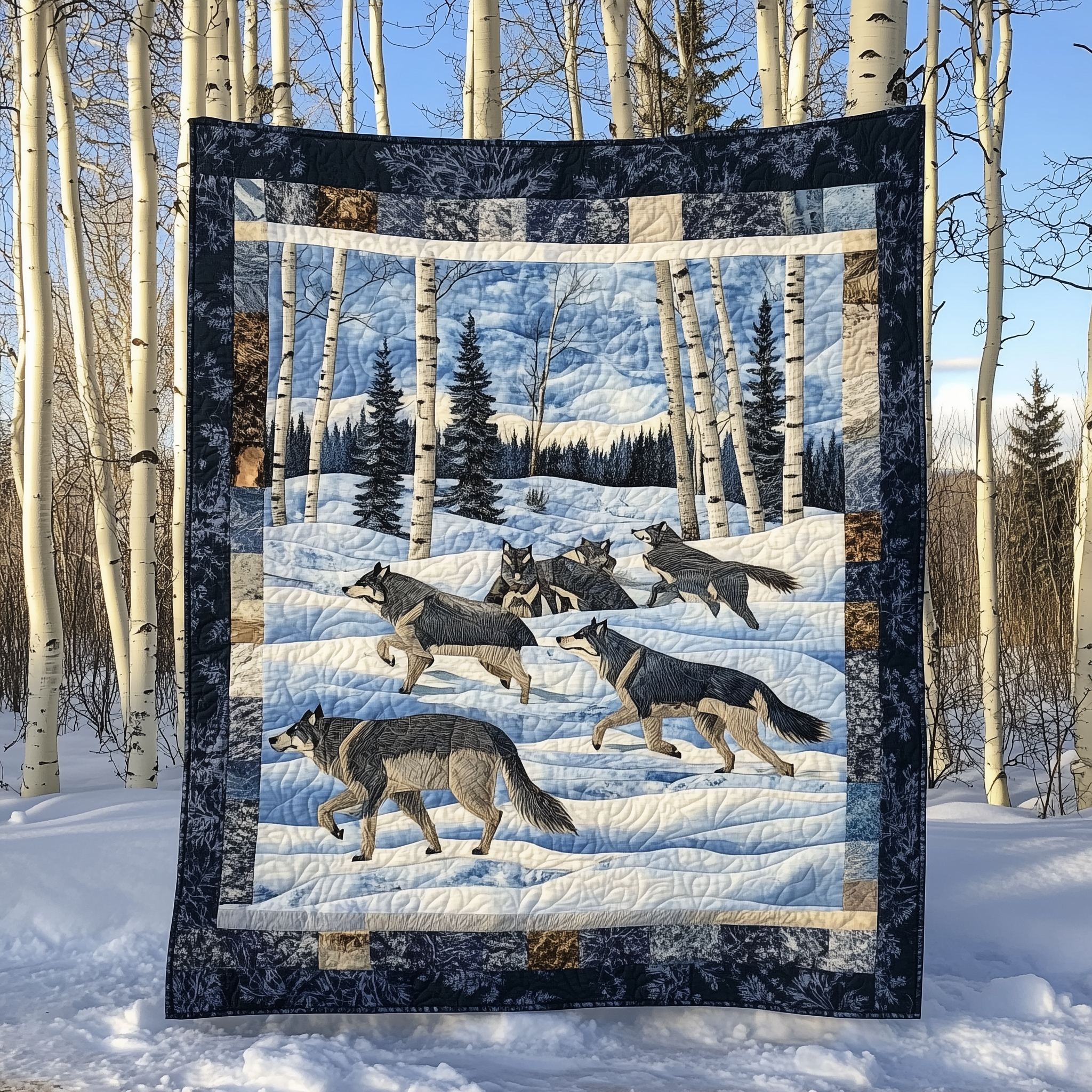 Native Winter Wolf Quilted Blanket GFTOTL1967