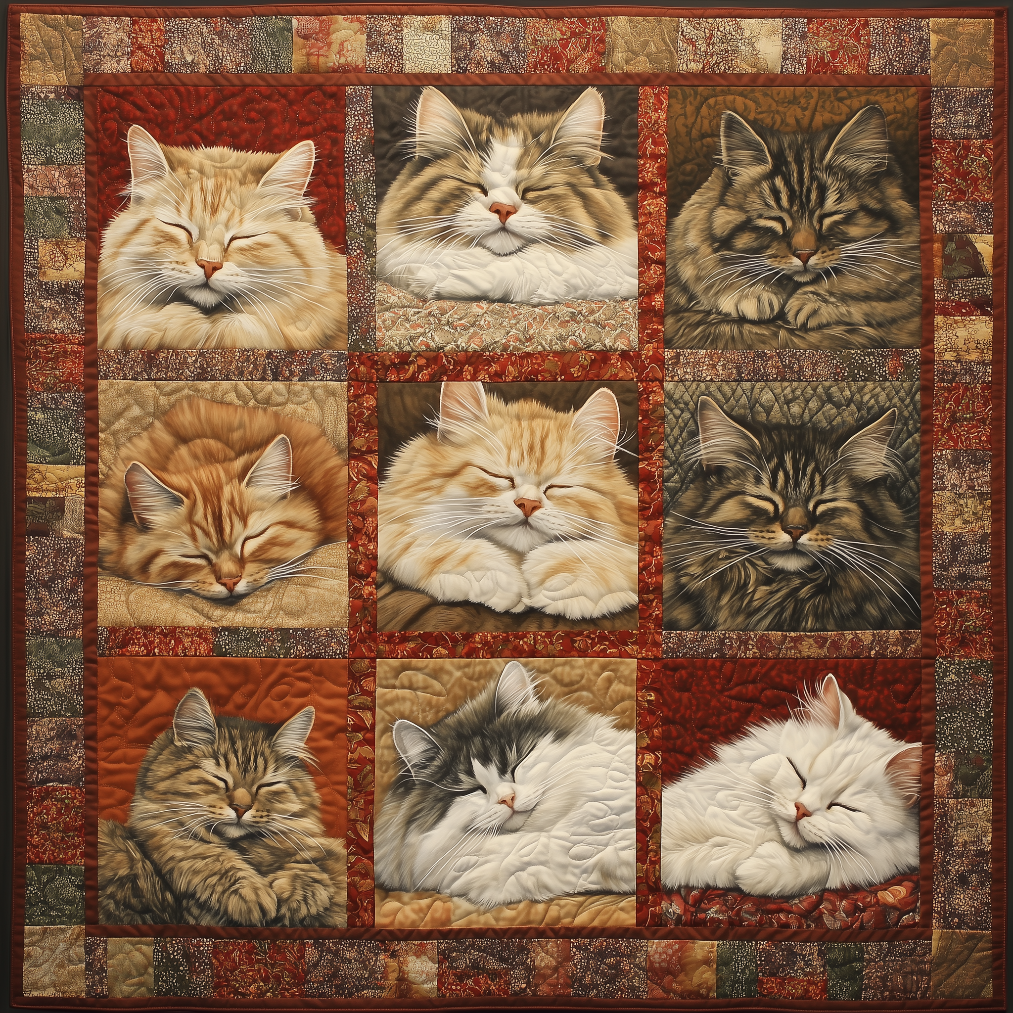 Sleeping Fluffy Cat Quilted Blanket GFTOTL1981